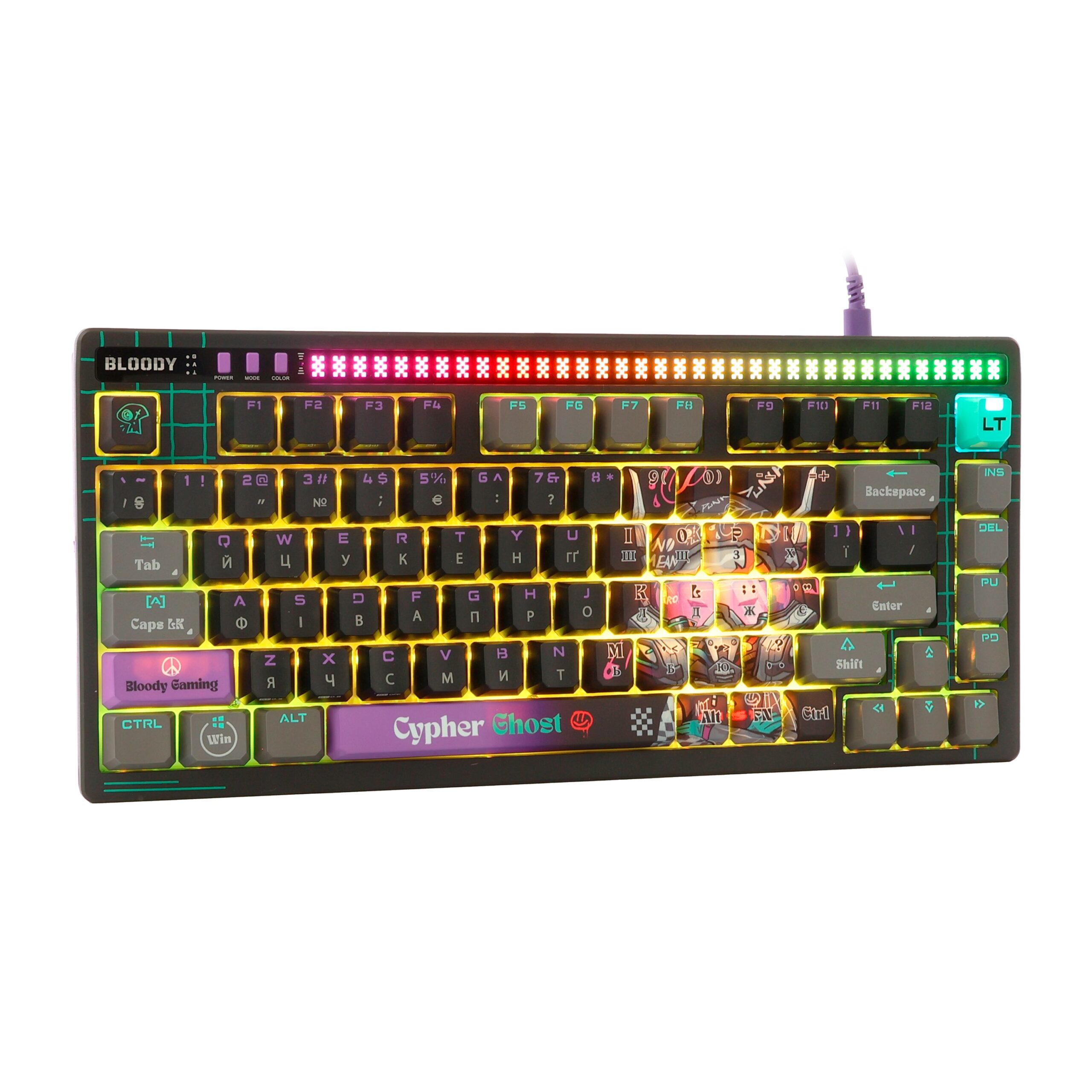 Клавіатура оптична ігрова, USB, RGB підсвічування, Alpha Optical — фото 7
