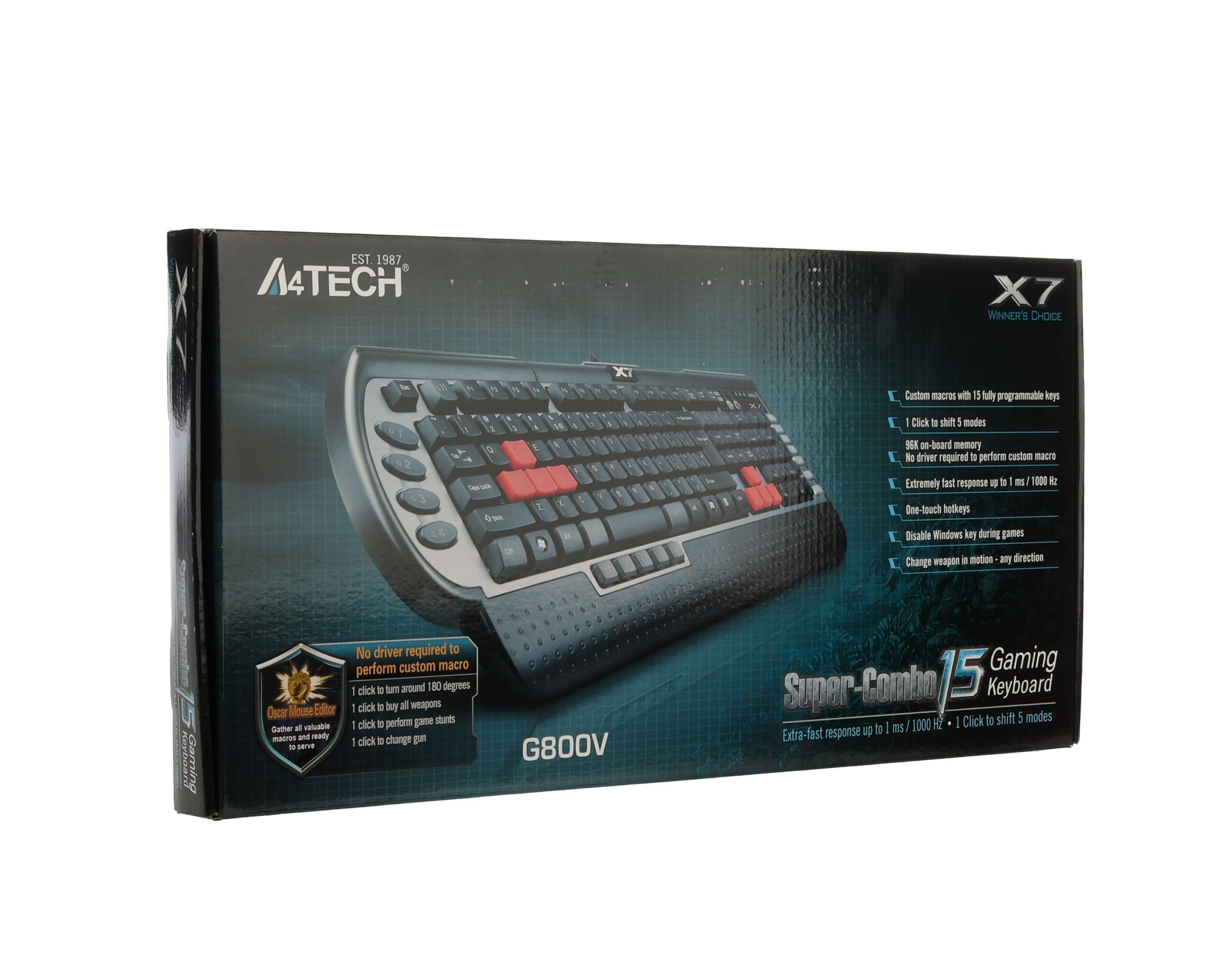 Клавіатура USB, ігрова, чорний A4Tech G800V USB — фото 7