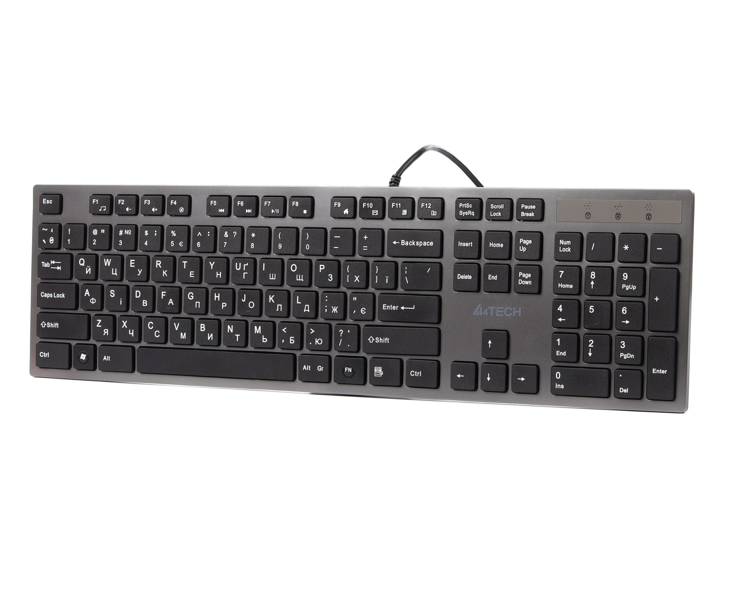 Клавіатура USB, сіро-чорний A4Tech KV-300H USB grey+black — фото 2