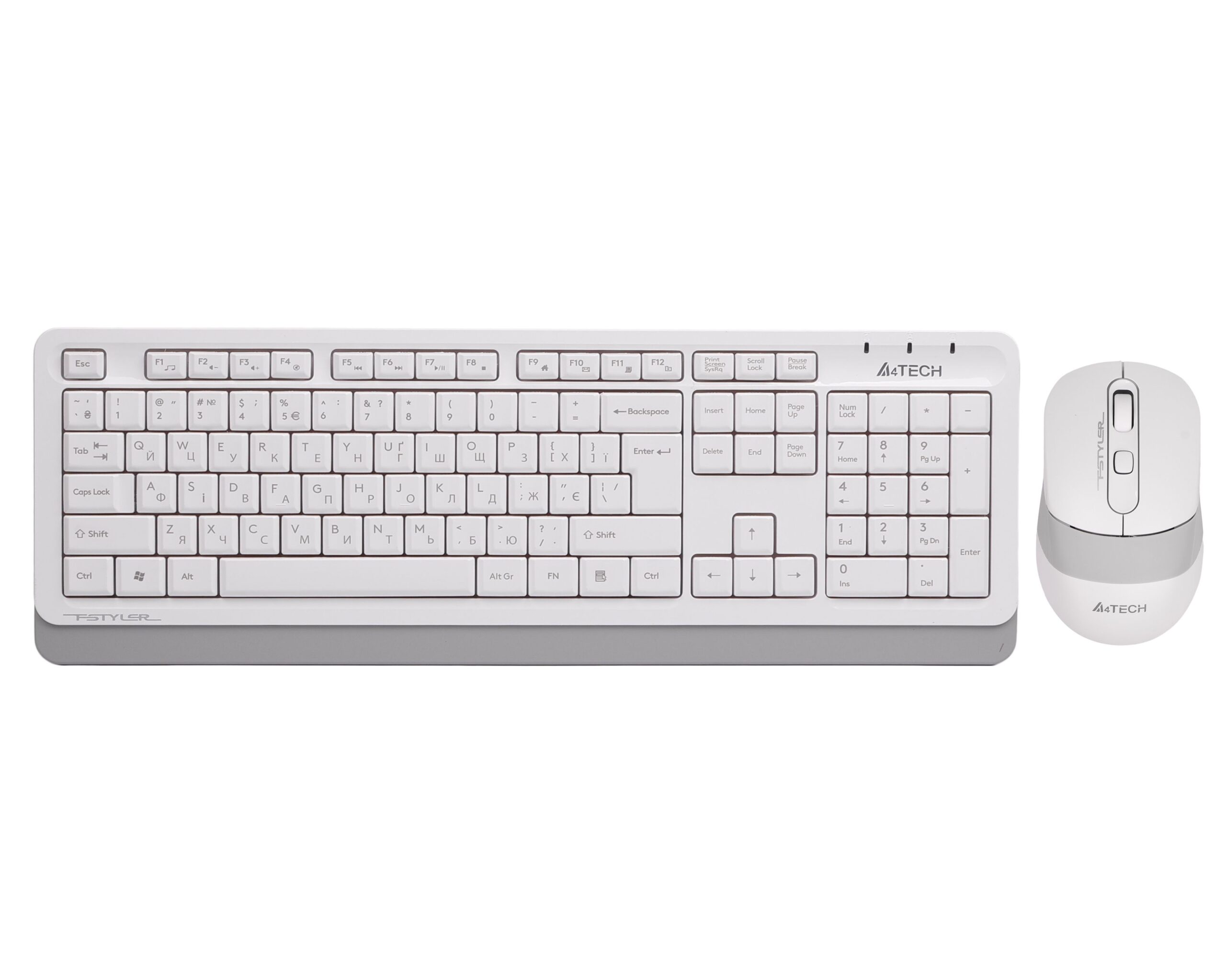 Комплект бездротовий Fstyler клавіатура+миша, білий, USB A4Tech FG1010