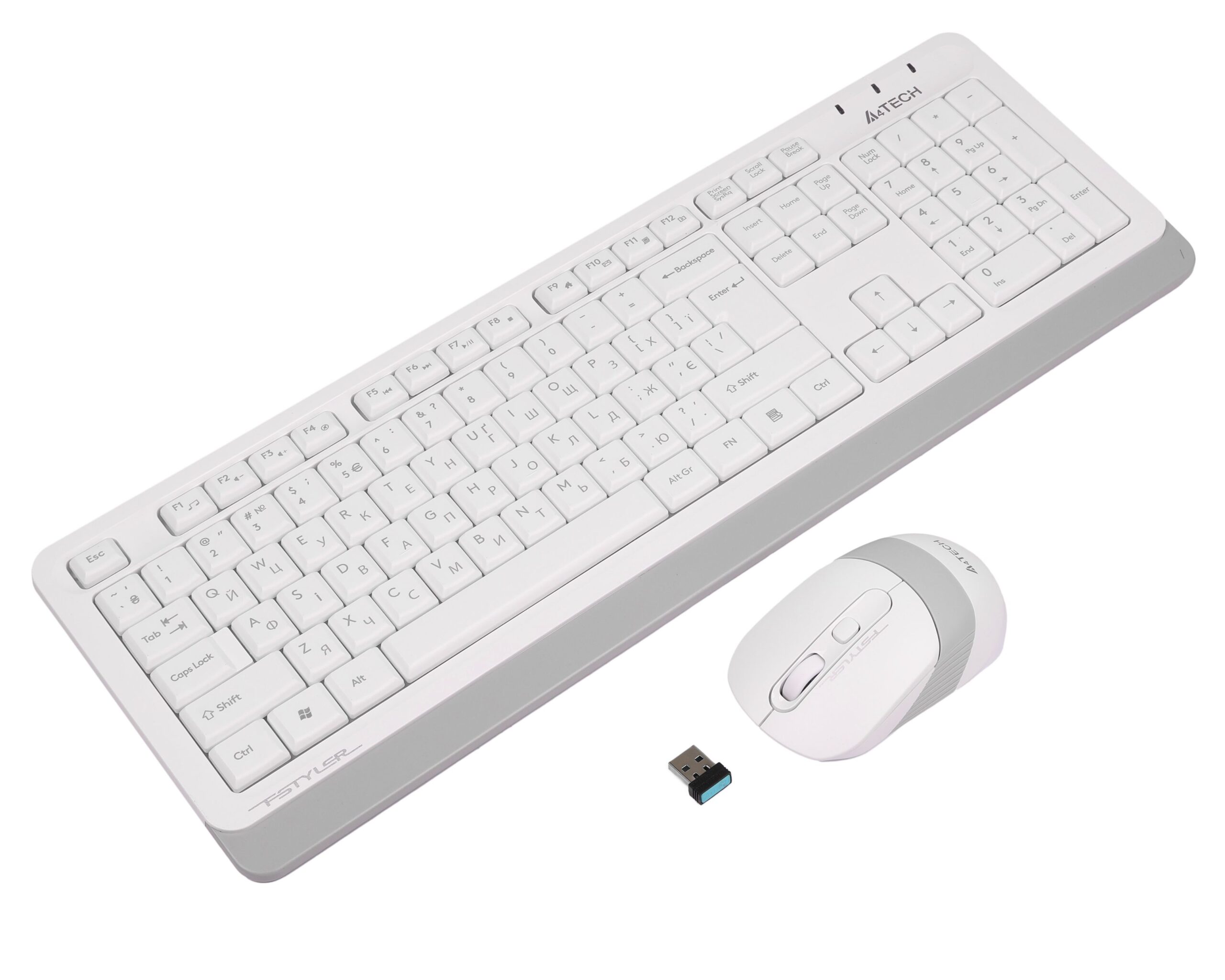 Комплект бездротовий Fstyler клавіатура+миша, білий, USB A4Tech FG1010 — фото 2