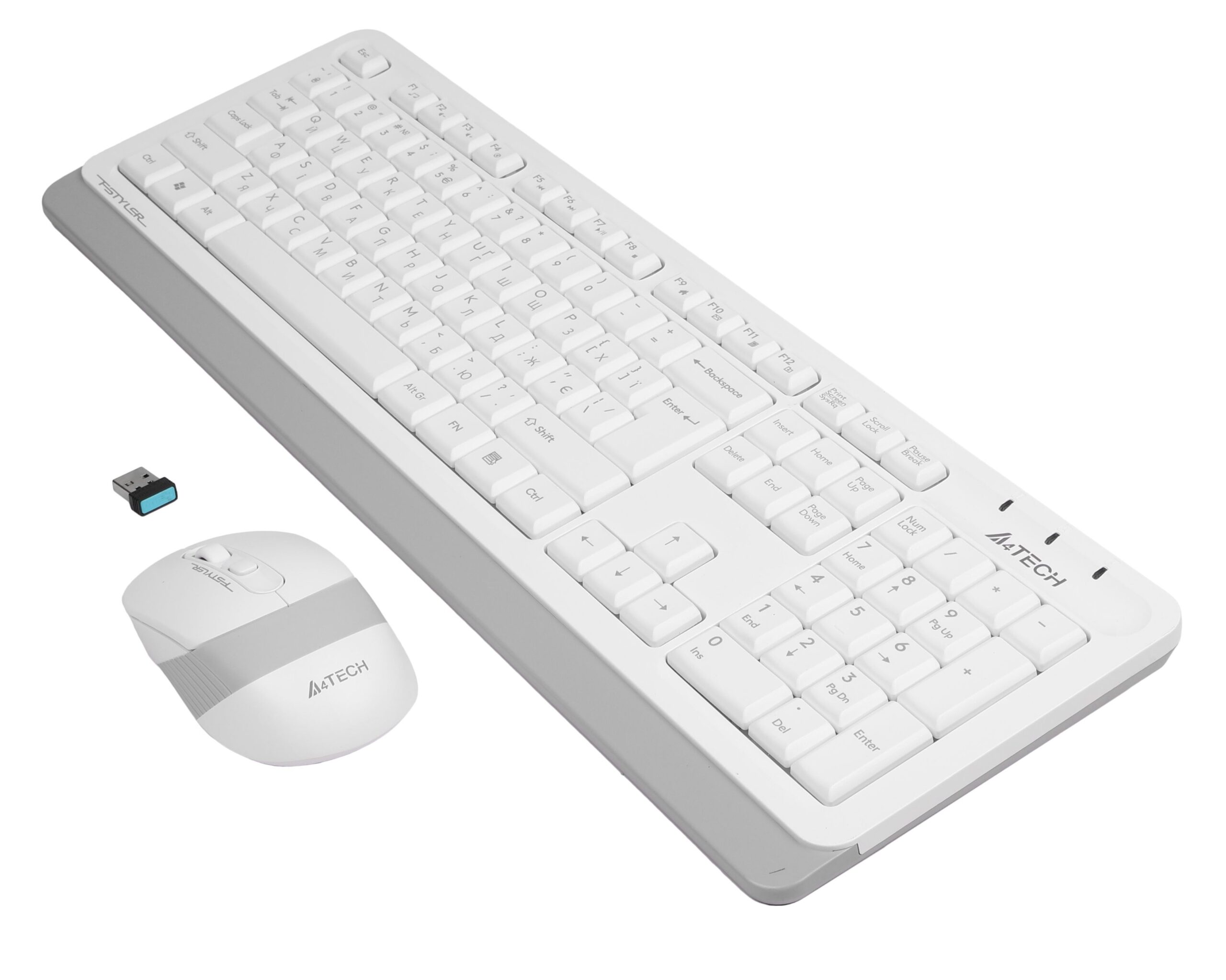 Комплект бездротовий Fstyler клавіатура+миша, білий, USB A4Tech FG1010 — фото 3