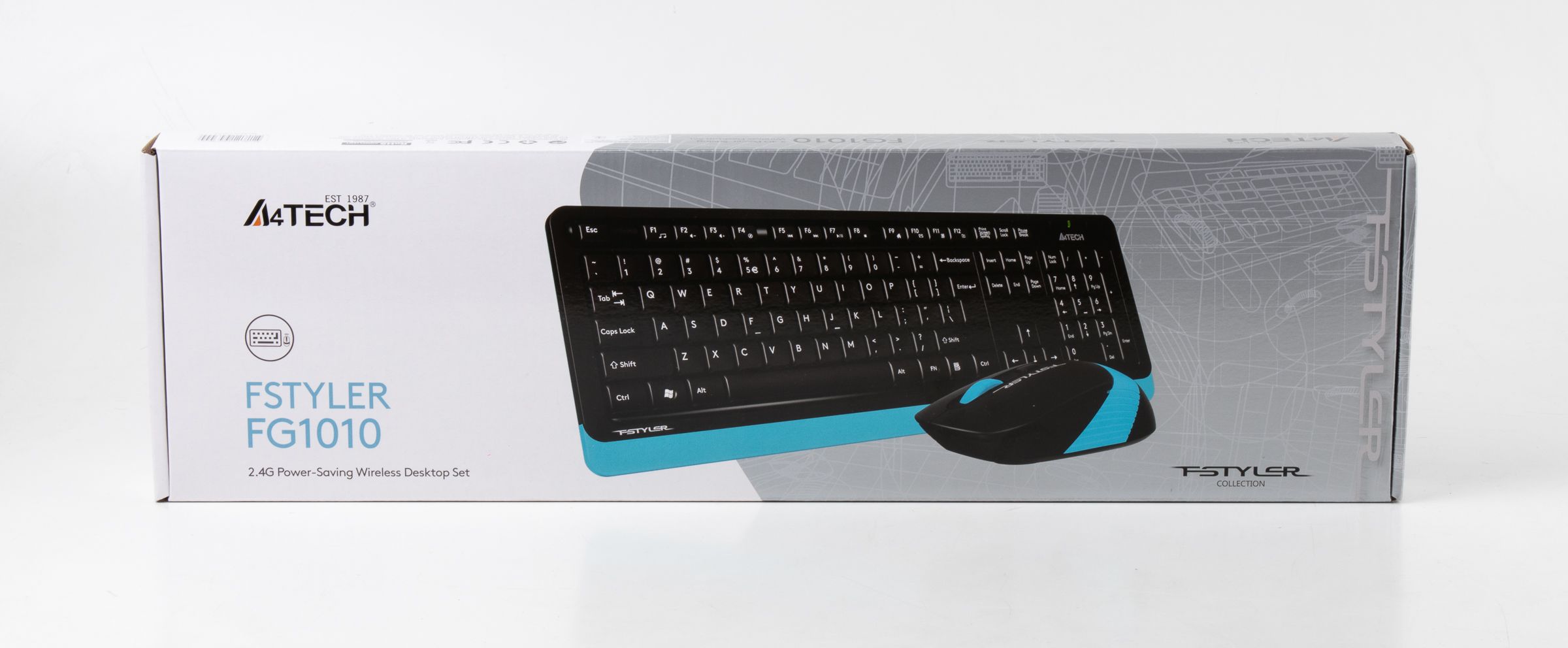 Комплект бездротовий Fstyler клавіатура+миша, чорно-блакитний, USB — фото 10