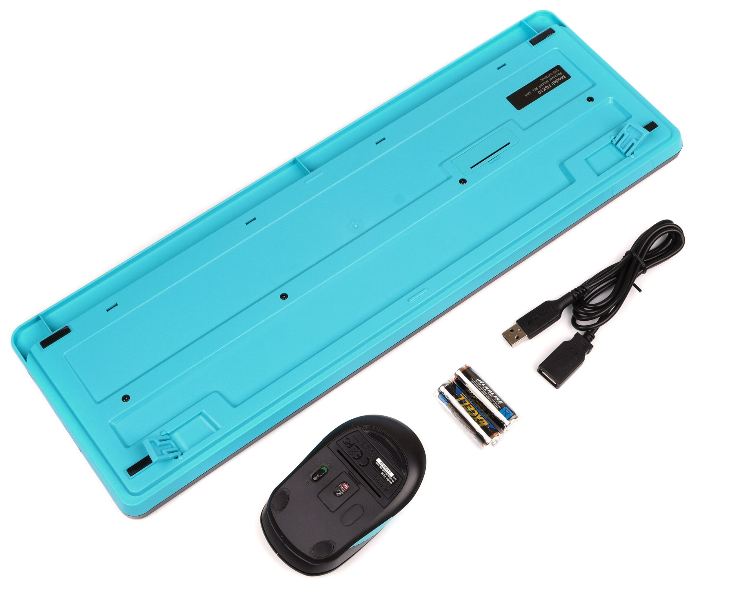 Комплект бездротовий Fstyler клавіатура+миша, чорно-блакитний, USB — фото 4