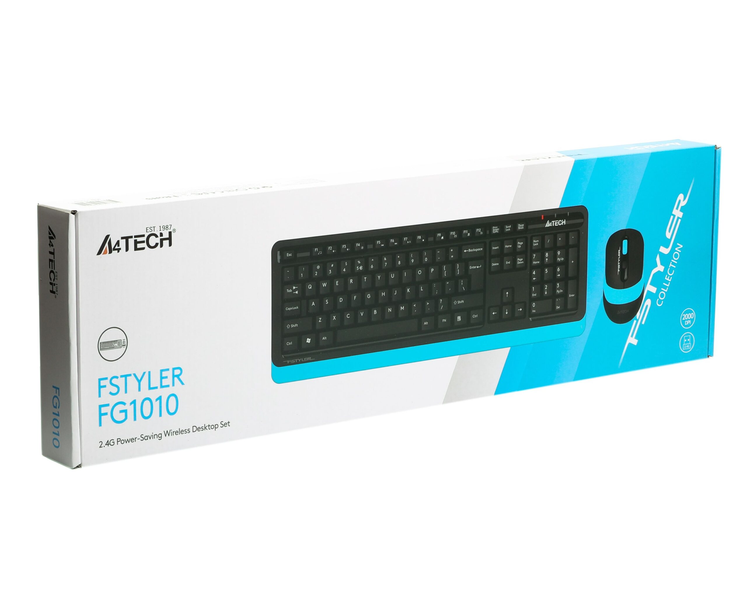 Комплект бездротовий Fstyler клавіатура+миша, чорно-блакитний, USB — фото 6