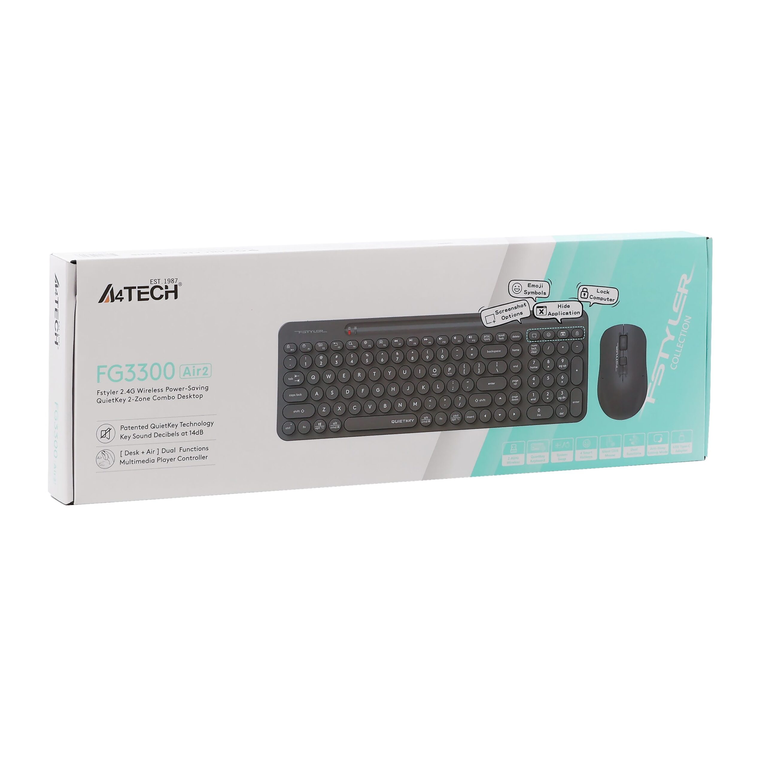 Комплект бездротовий Fstyler клавіатура+миша, сірий, USB A4Tech — фото 9