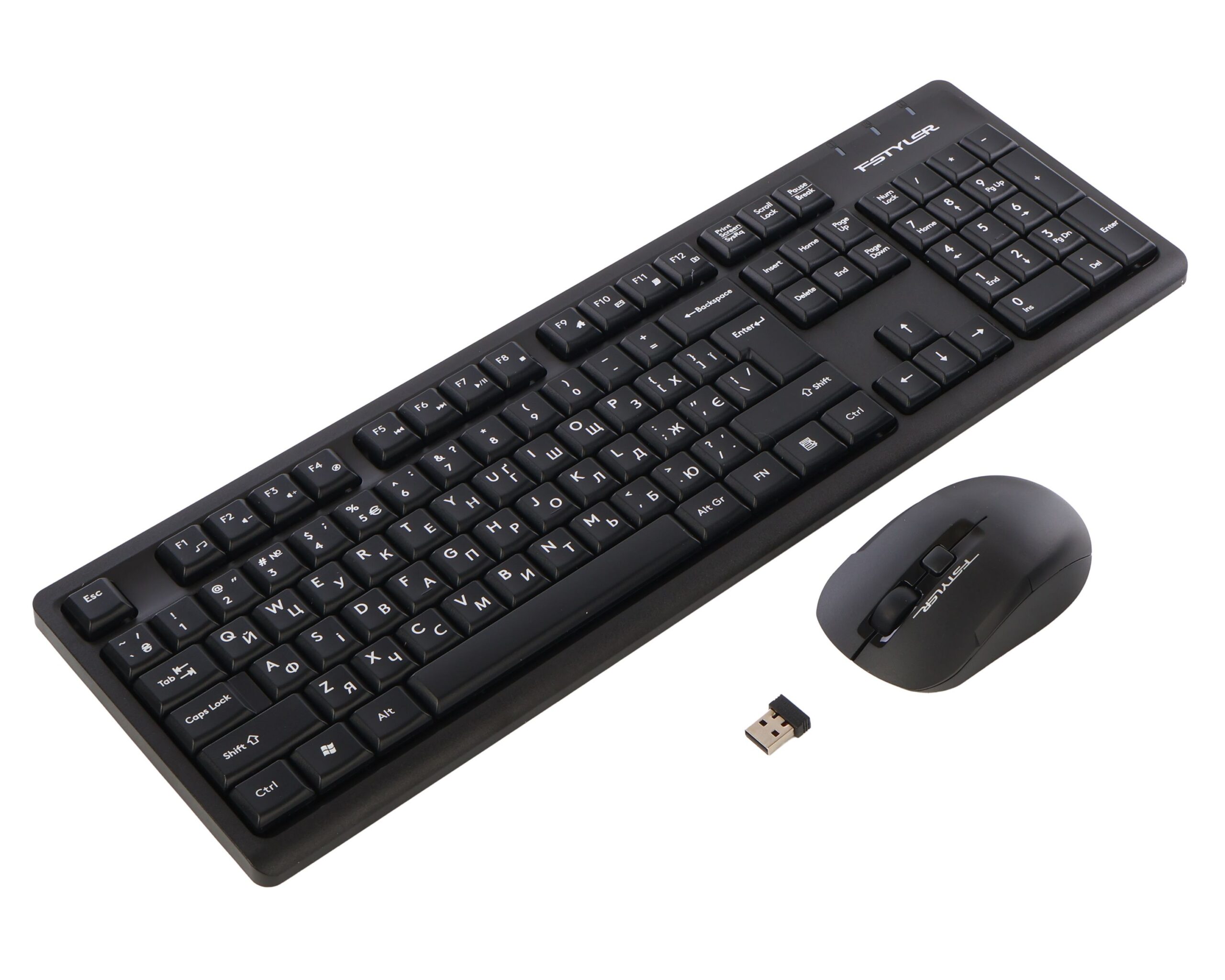 Комплект бездротовий Fstyler клавіатура+миша, USB A4Tech FG1200 чорний — фото 2