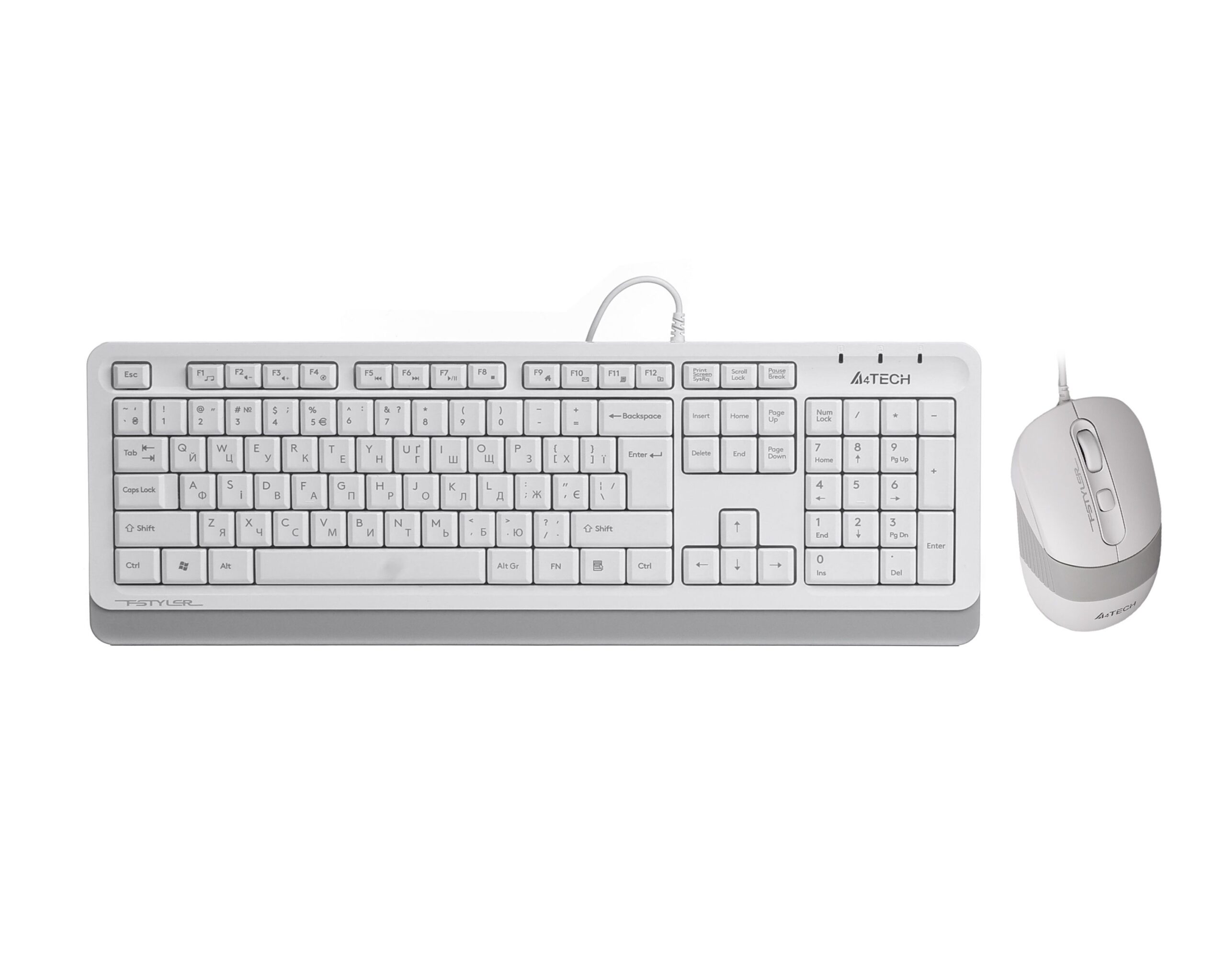 Комплект дротовий Fstyler клавіатура+миша, білий, USB A4Tech F1010