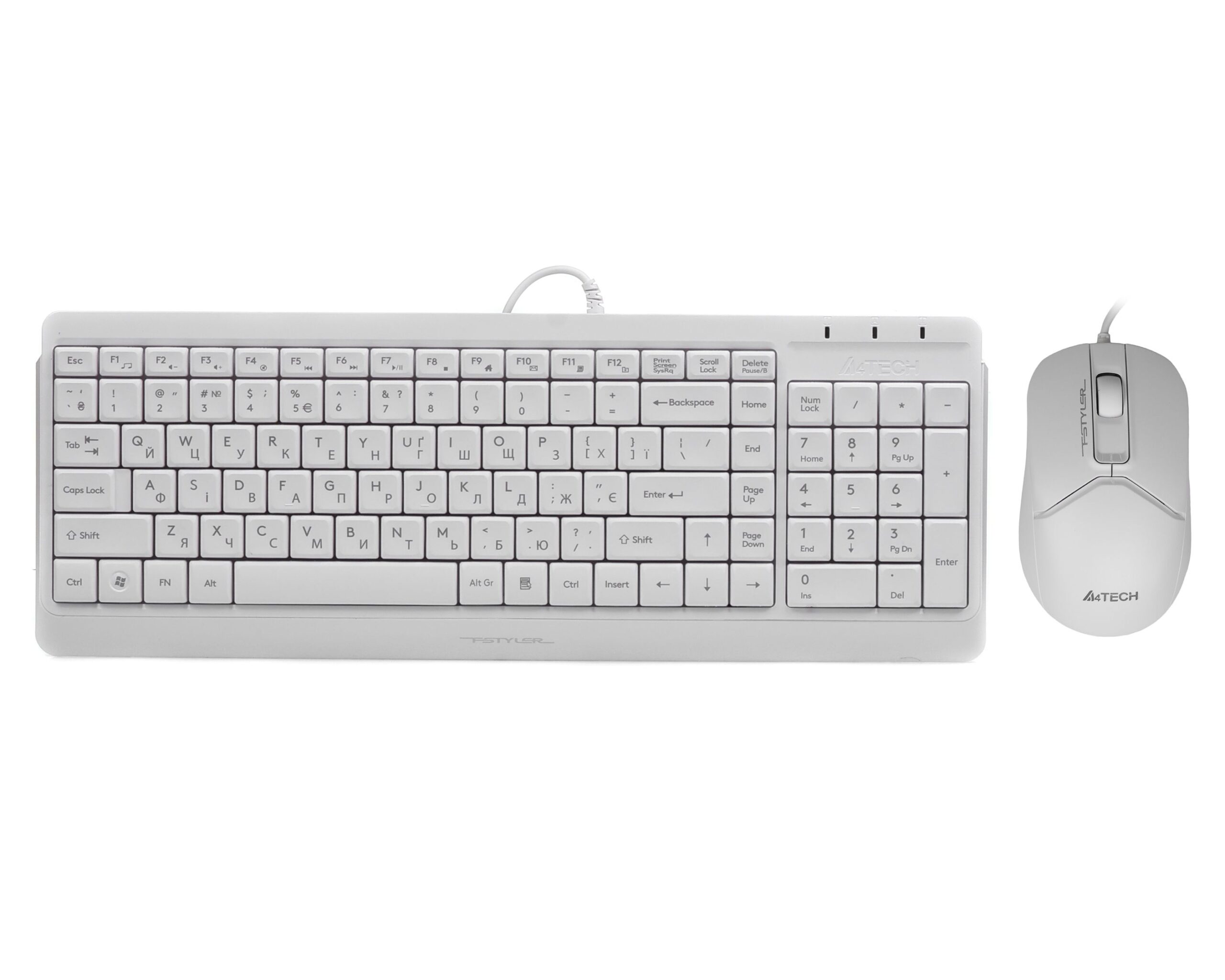Комплект дротовий Fstyler клавіатура+миша, білий, USB A4Tech F1512