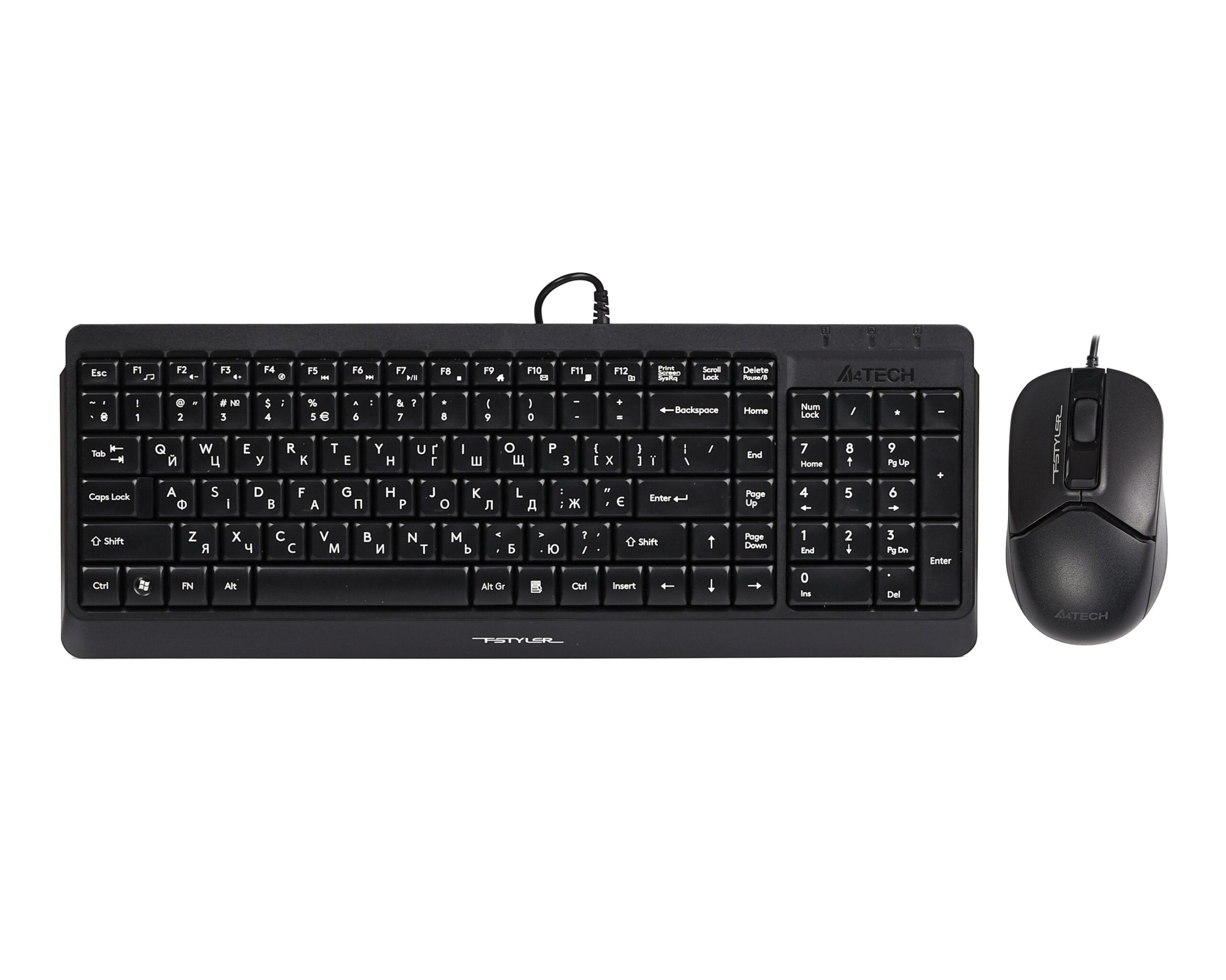 Комплект дротовий Fstyler клавіатура+миша, чорний, USB A4Tech F1512