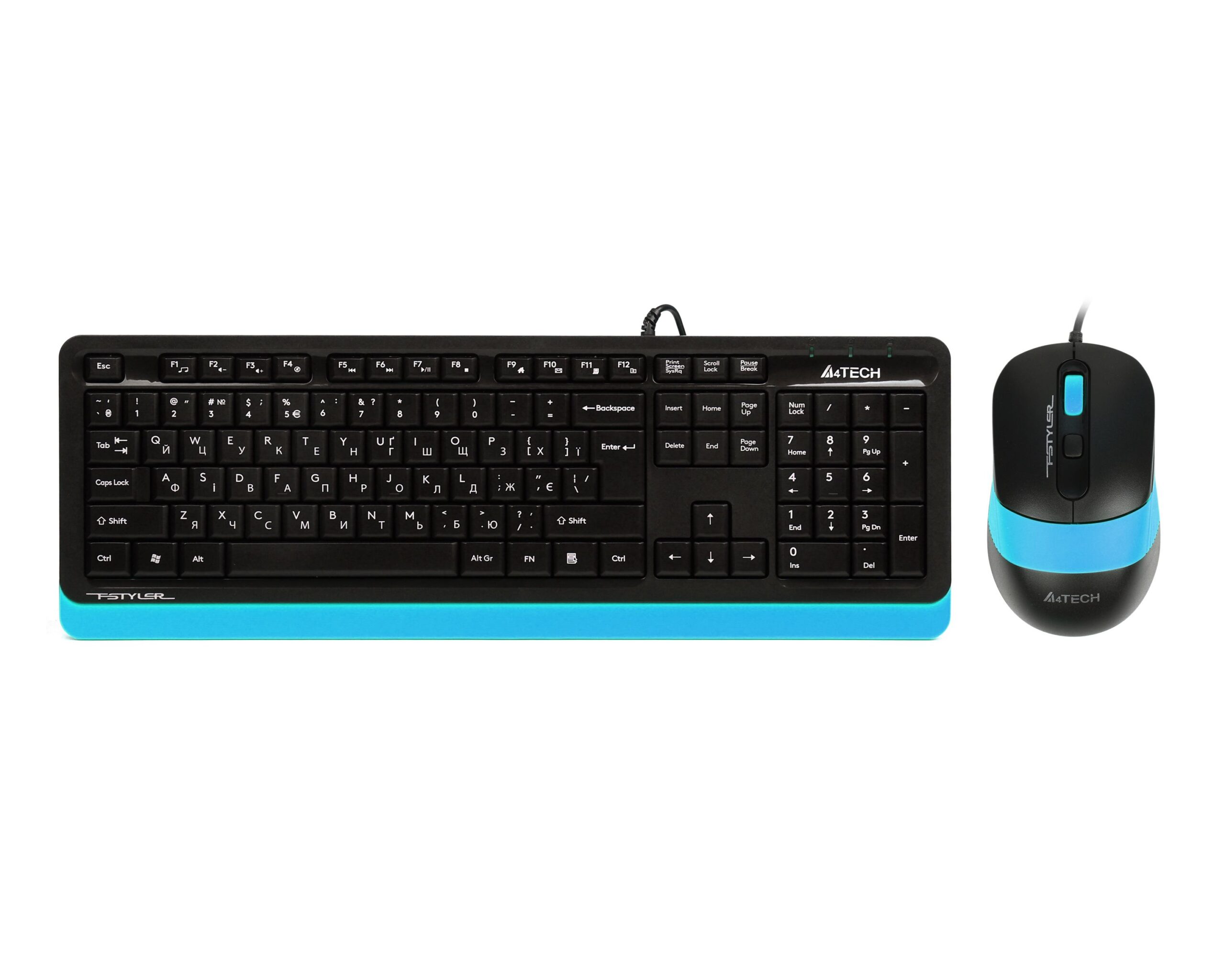 Комплект дротовий Fstyler клавіатура+миша, чорно-синій, USB A4Tech
