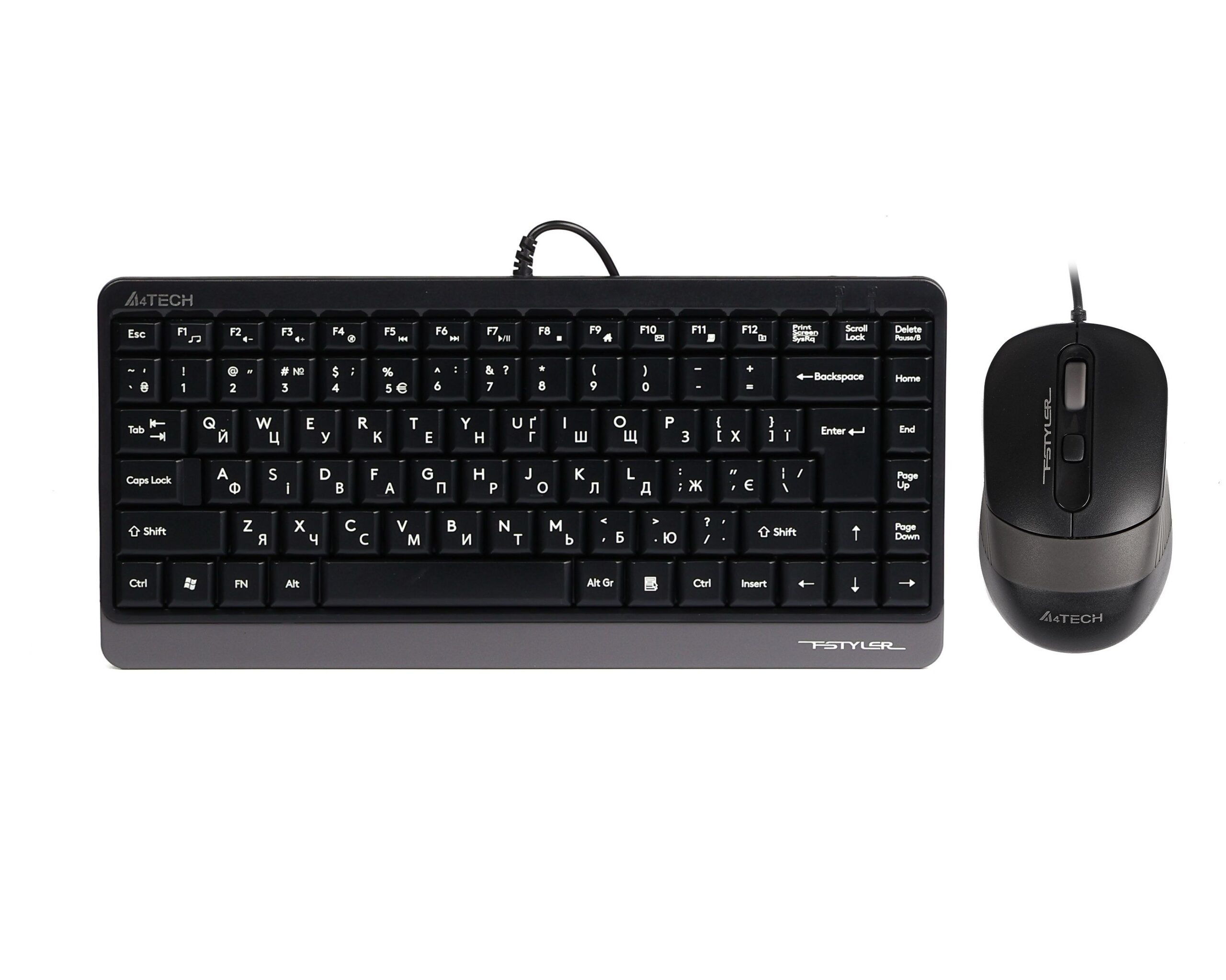 Комплект дротовий Fstyler клавіатура+миша, чорно-сірий, USB A4Tech