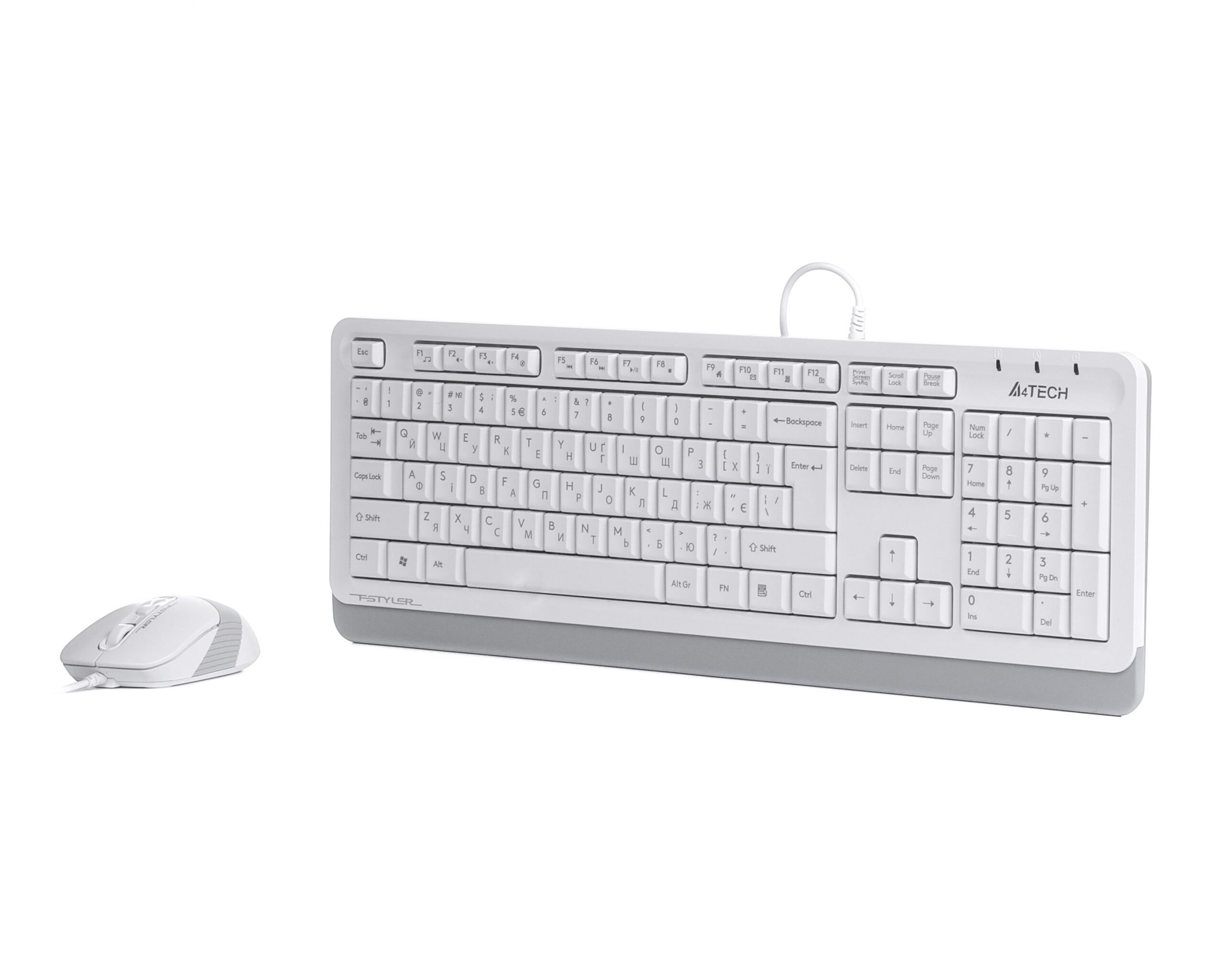 Комплект дротовий Fstyler клавіатура+миша, білий, USB A4Tech F1010 — фото 2