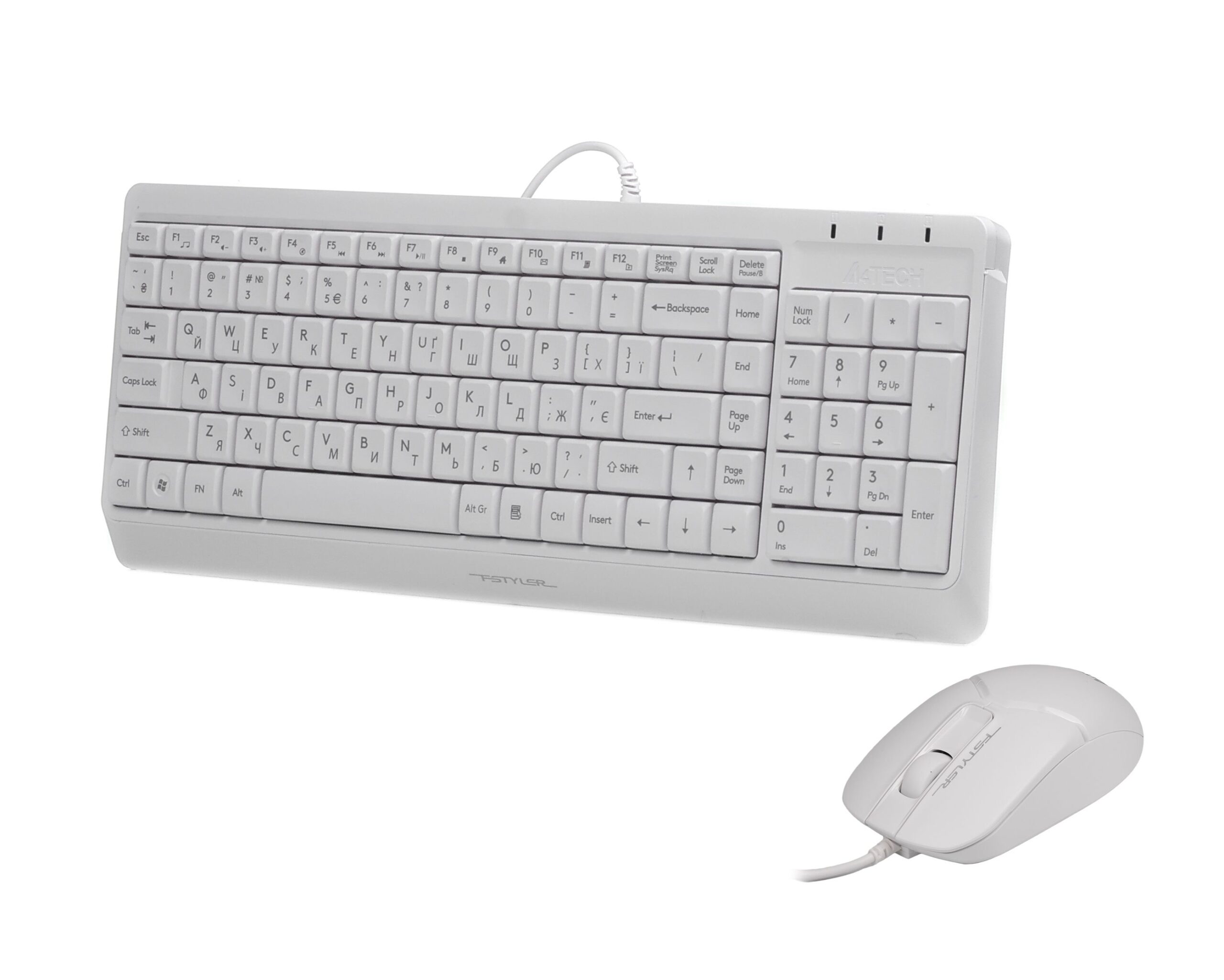 Комплект дротовий Fstyler клавіатура+миша, білий, USB A4Tech F1512 — фото 2