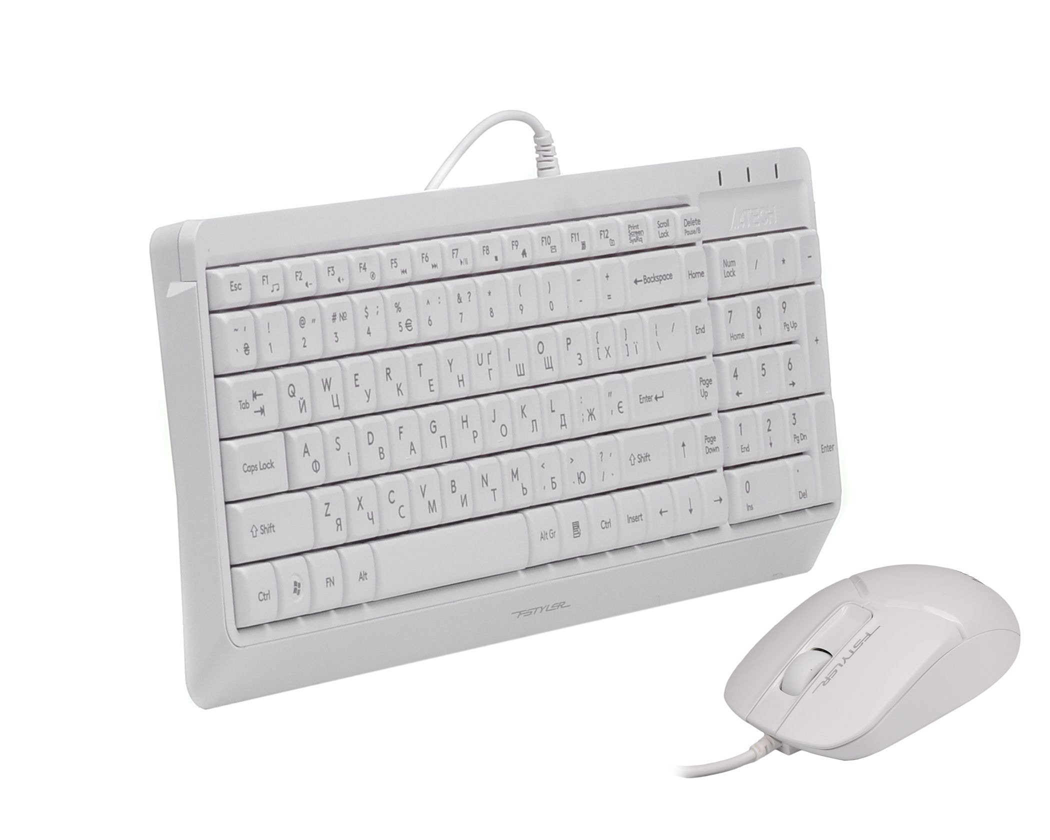 Комплект дротовий Fstyler клавіатура+миша, білий, USB A4Tech F1512 — фото 3