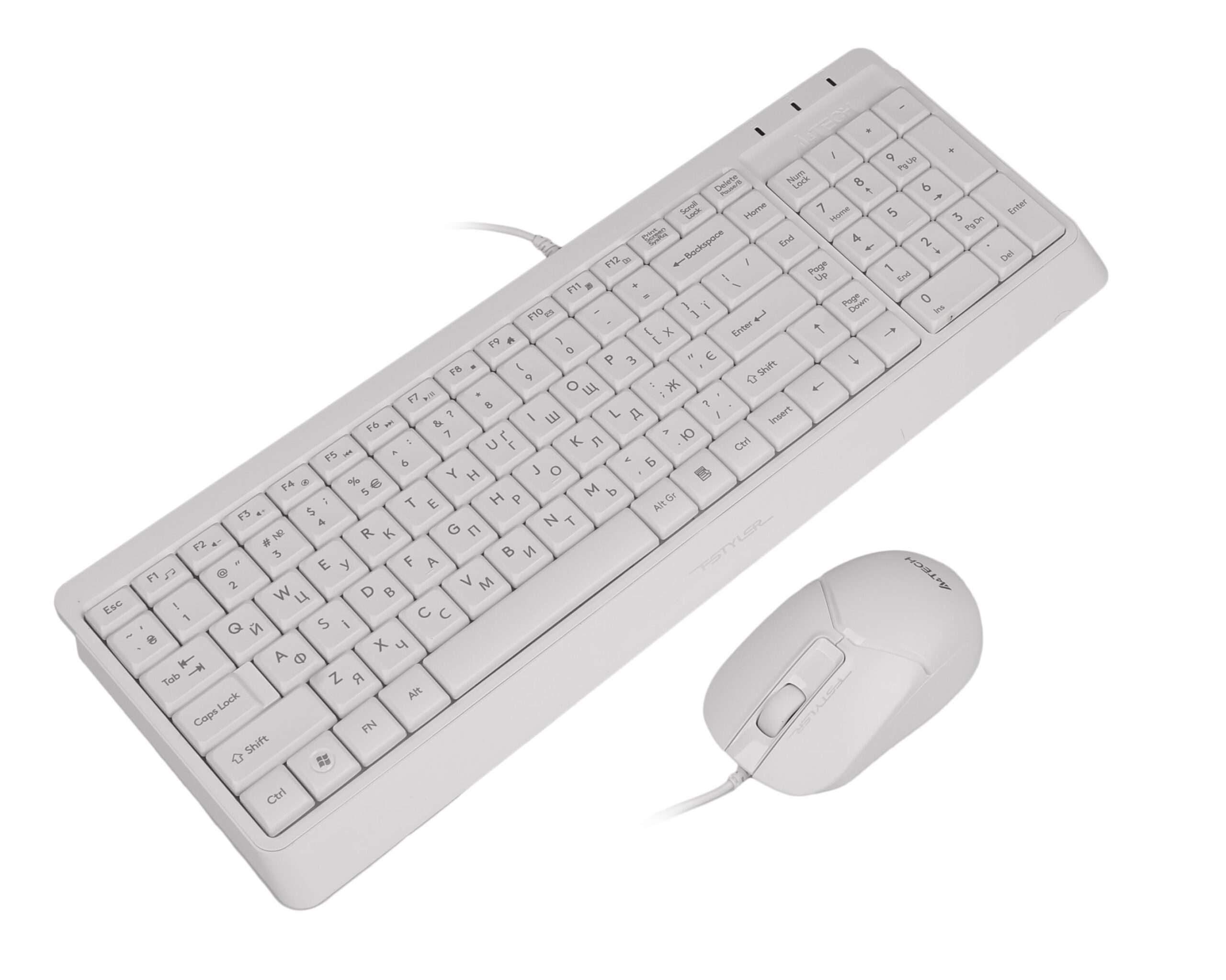 Комплект дротовий Fstyler клавіатура+миша, білий, USB A4Tech F1512 — фото 4