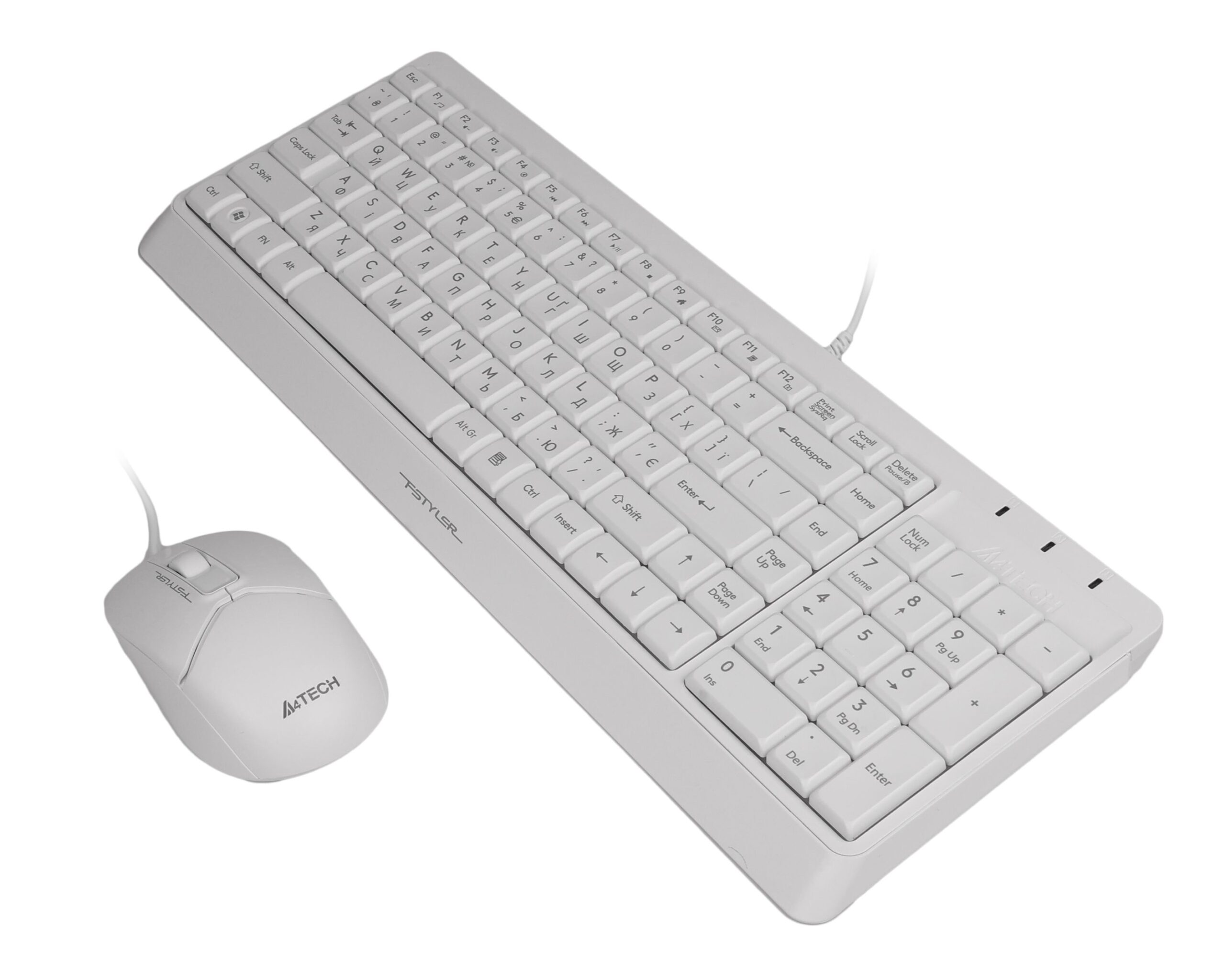 Комплект дротовий Fstyler клавіатура+миша, білий, USB A4Tech F1512 — фото 5