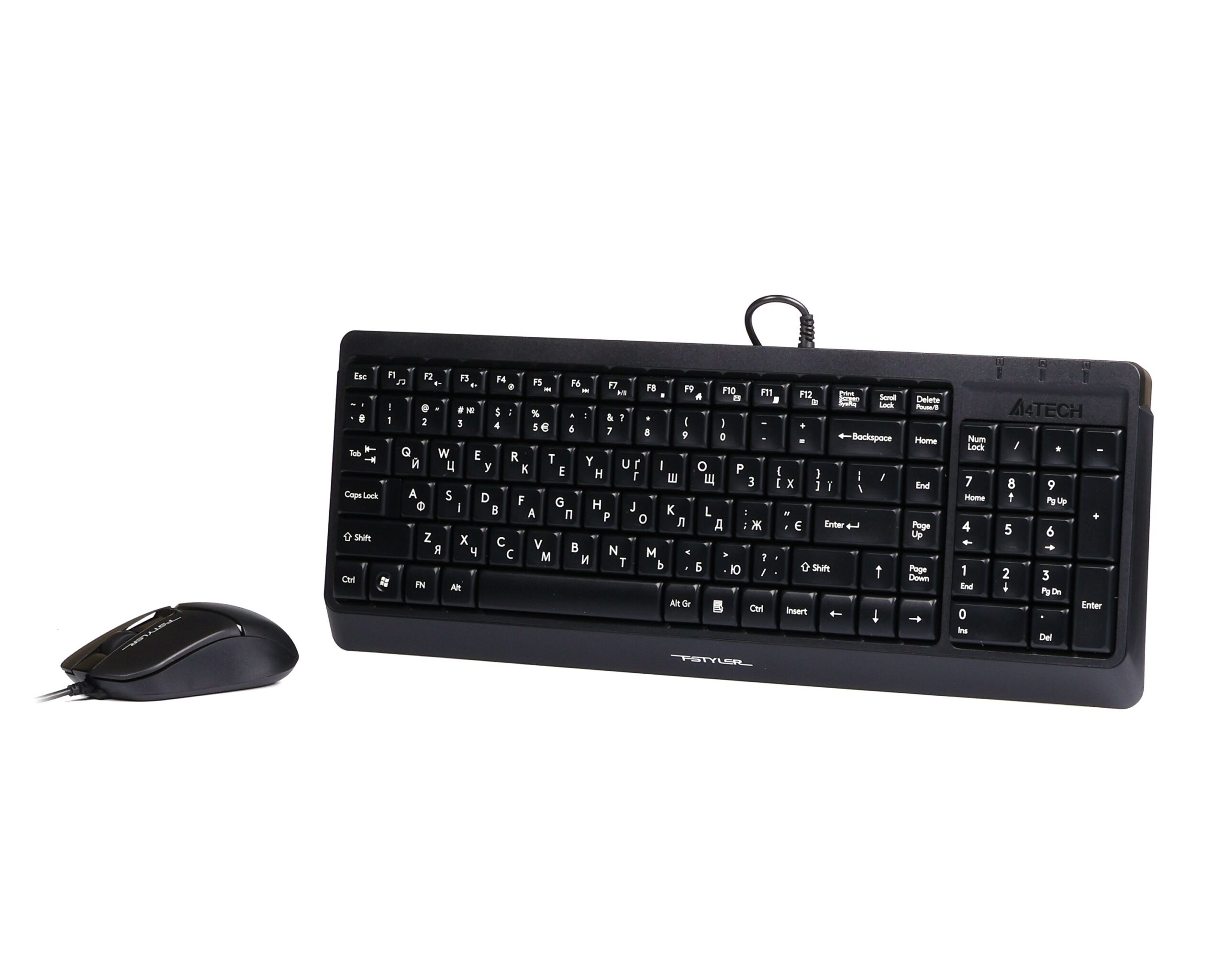 Комплект дротовий Fstyler клавіатура+миша, чорний, USB A4Tech F1512 — фото 2