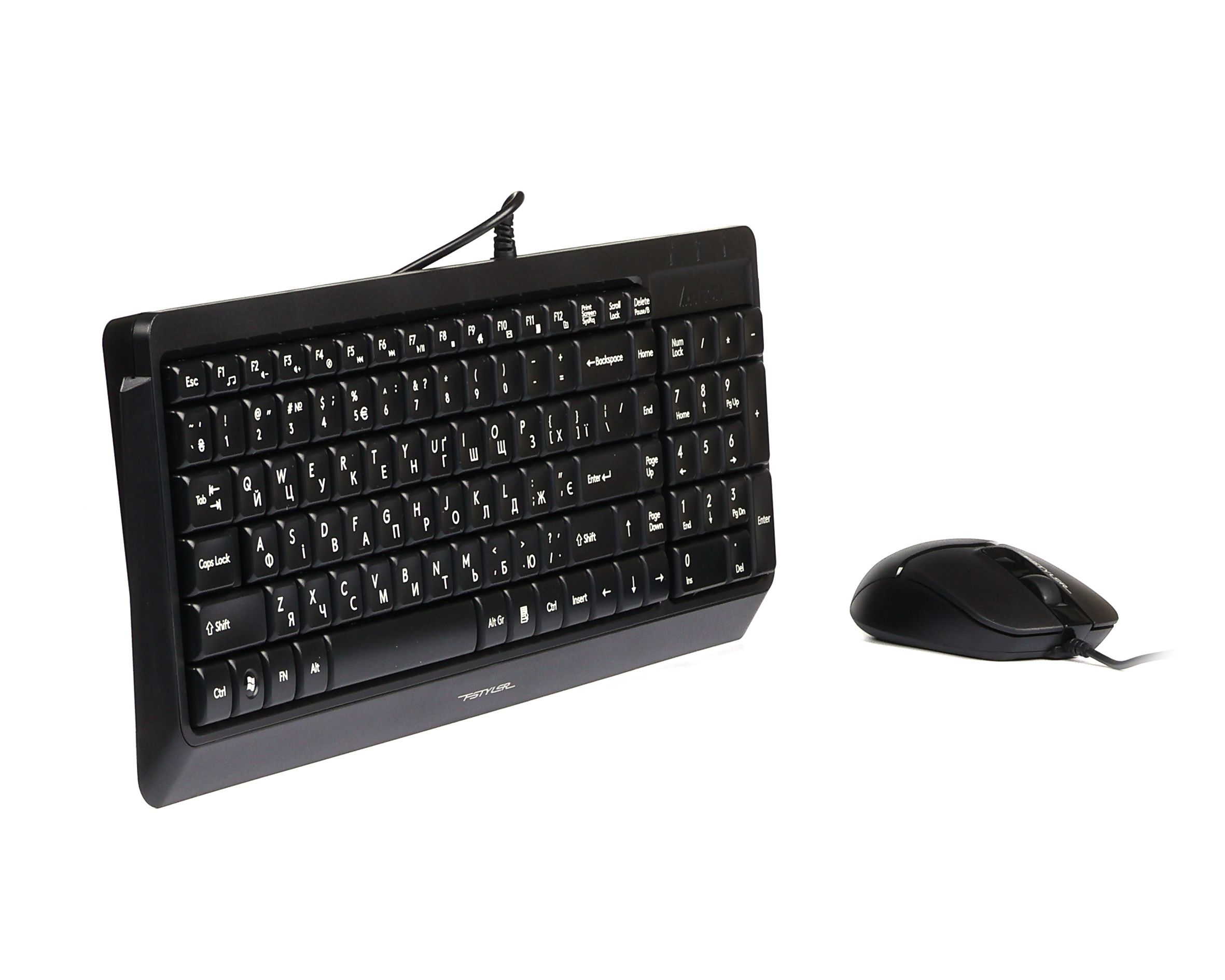 Комплект дротовий Fstyler клавіатура+миша, чорний, USB A4Tech F1512 — фото 3