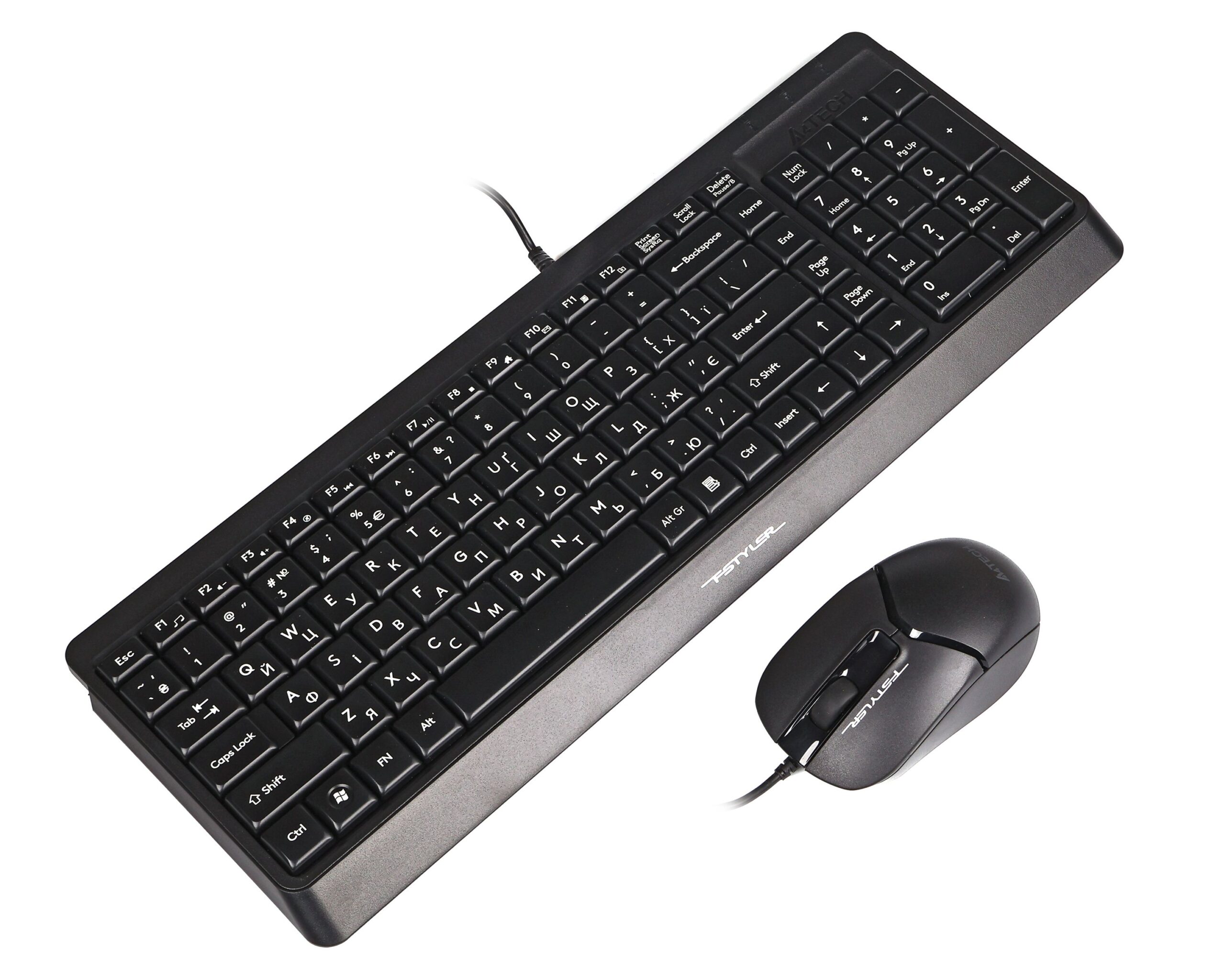 Комплект дротовий Fstyler клавіатура+миша, чорний, USB A4Tech F1512 — фото 4