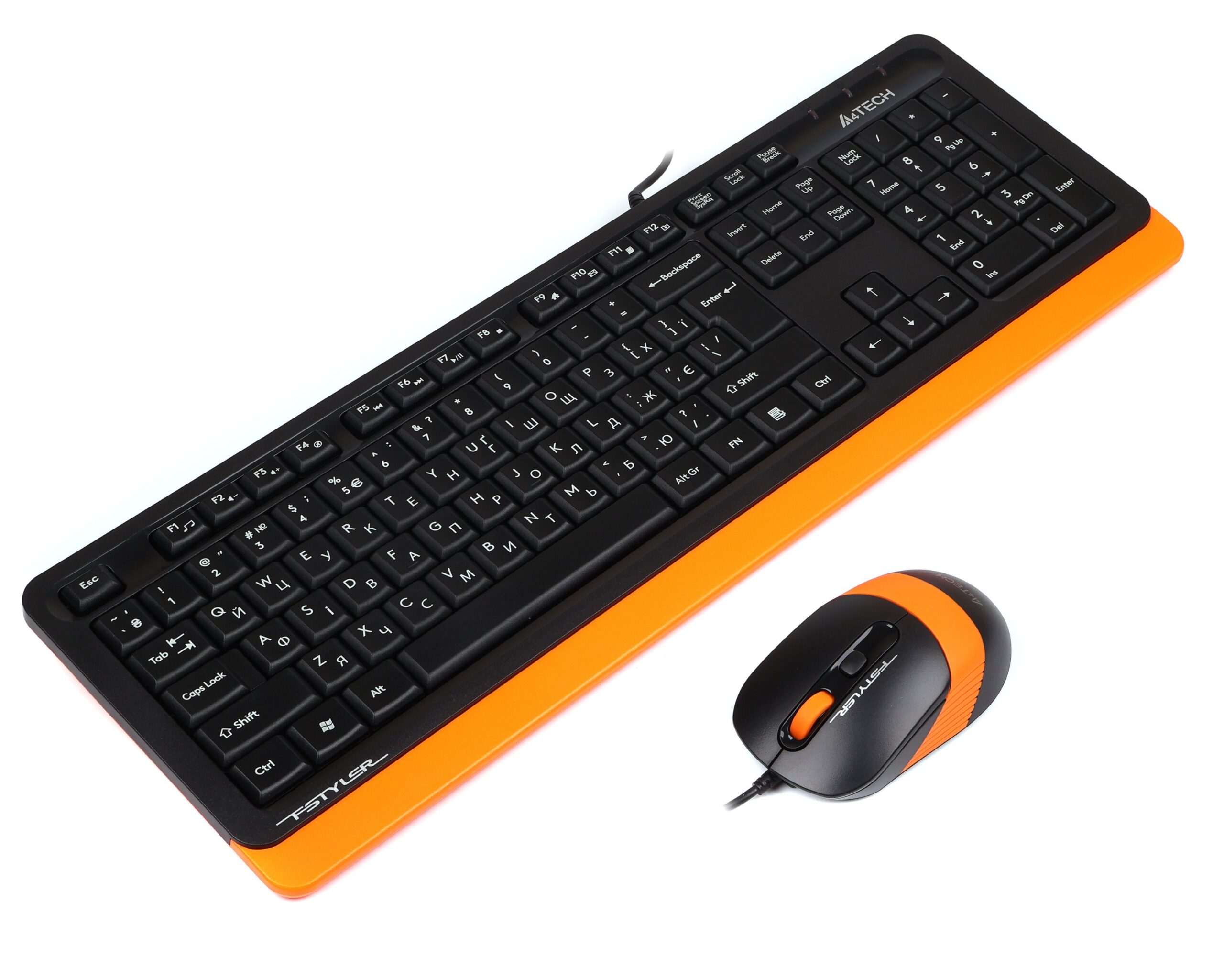 Комплект дротовий Fstyler клавіатура+миша, чорно-помаранчевий, USB — фото 2