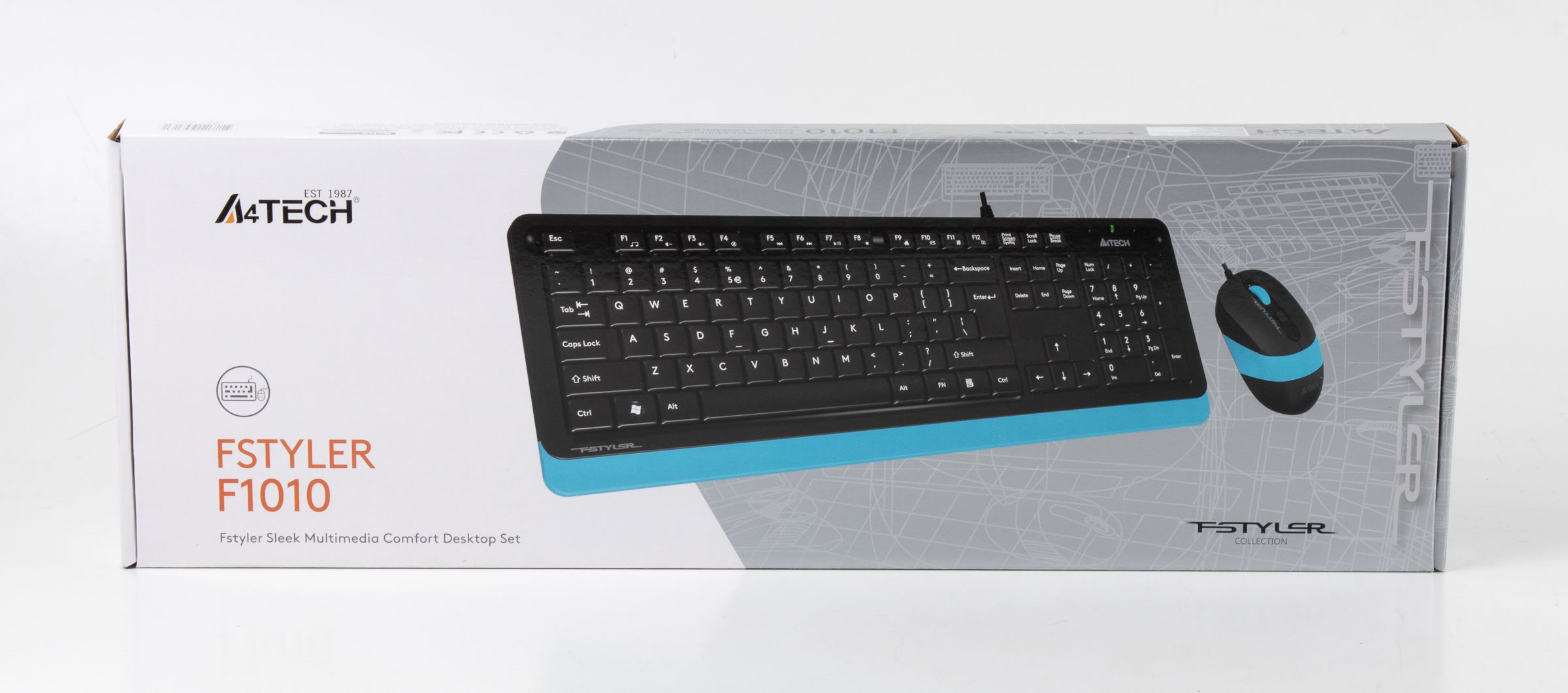 Комплект дротовий Fstyler клавіатура+миша, чорно-синій, USB A4Tech — фото 10
