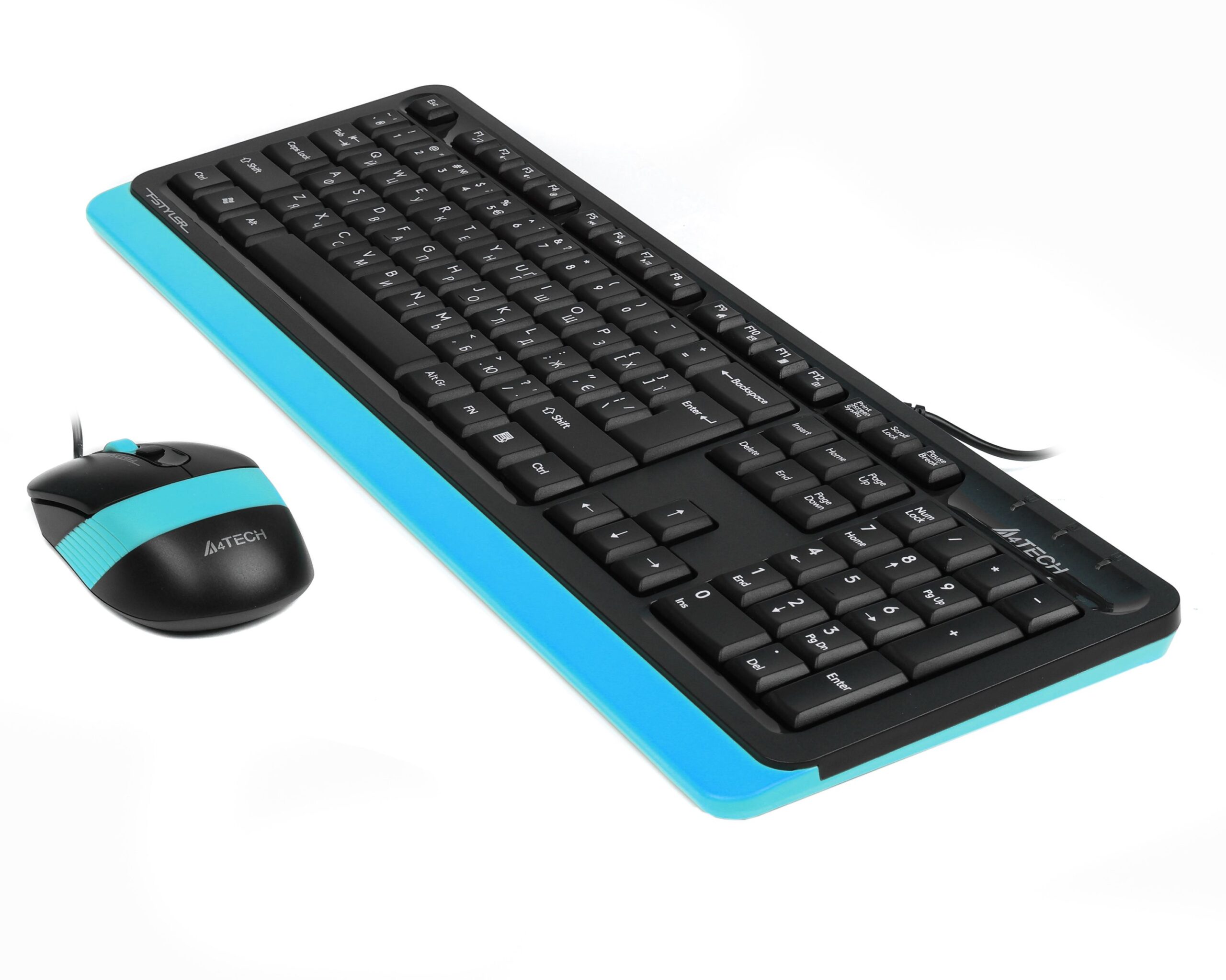 Комплект дротовий Fstyler клавіатура+миша, чорно-синій, USB A4Tech — фото 3