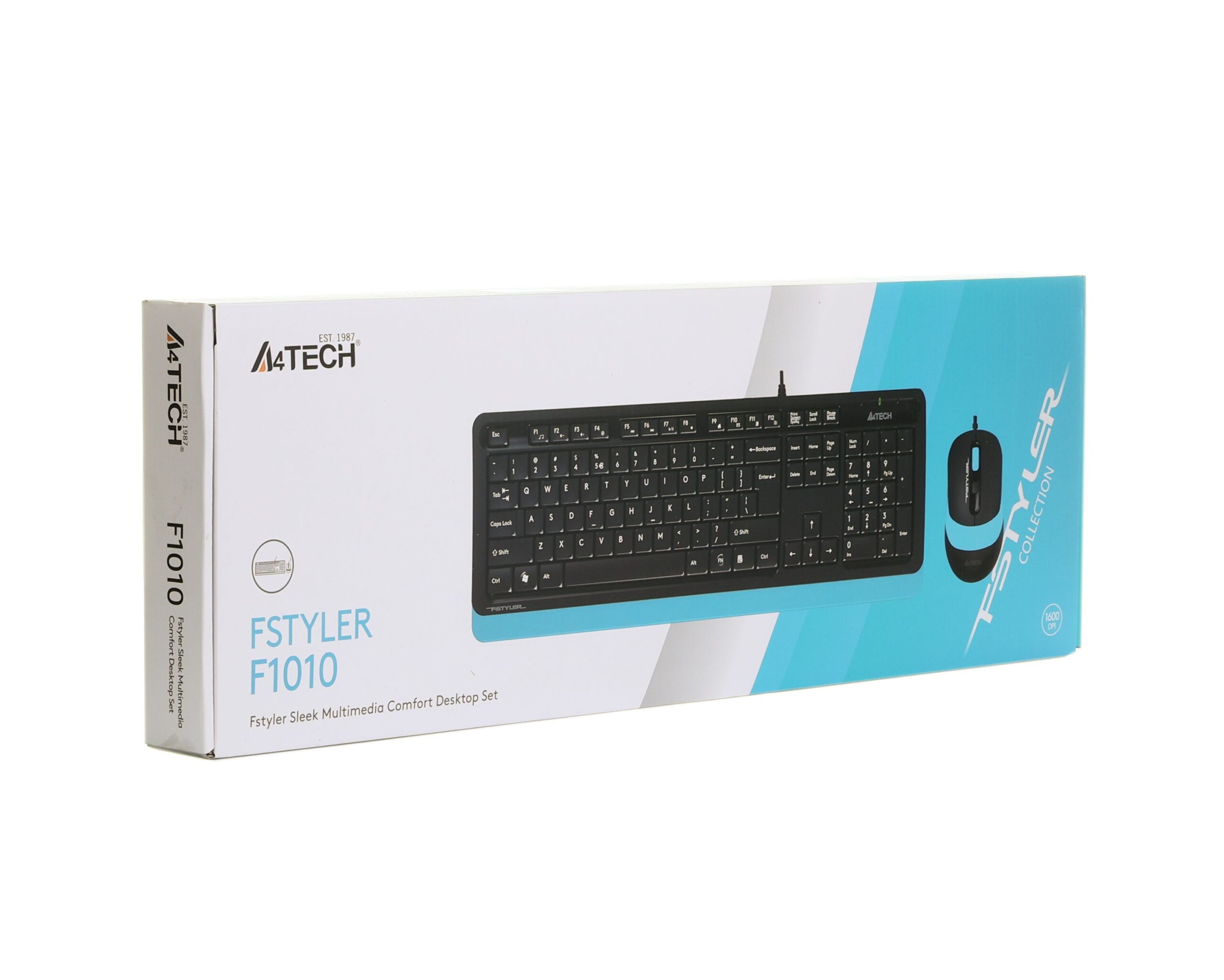 Комплект дротовий Fstyler клавіатура+миша, чорно-синій, USB A4Tech — фото 6