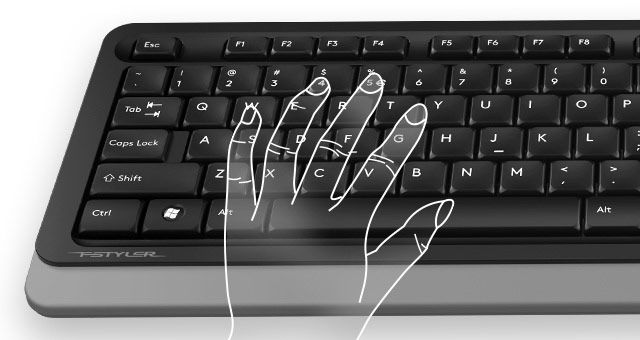 Комплект дротовий Fstyler клавіатура+миша, чорно-синій, USB A4Tech — фото 9