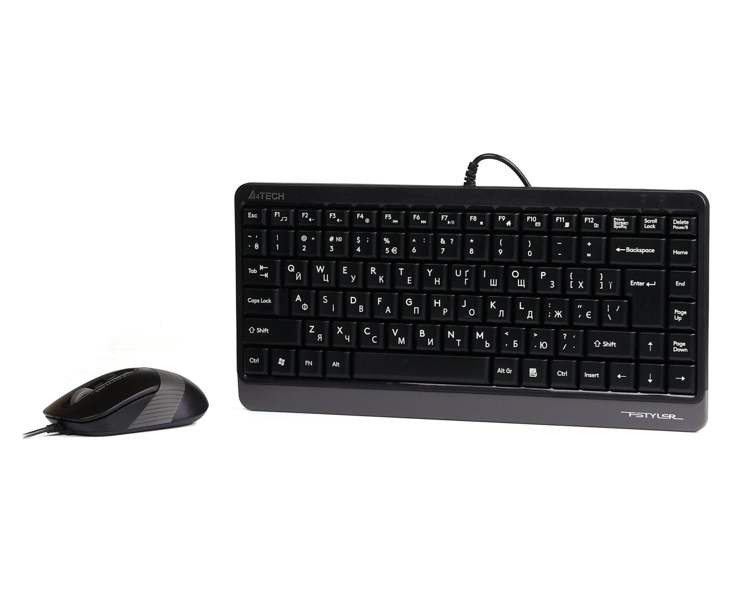 Комплект дротовий Fstyler клавіатура+миша, чорно-сірий, USB A4Tech — фото 2