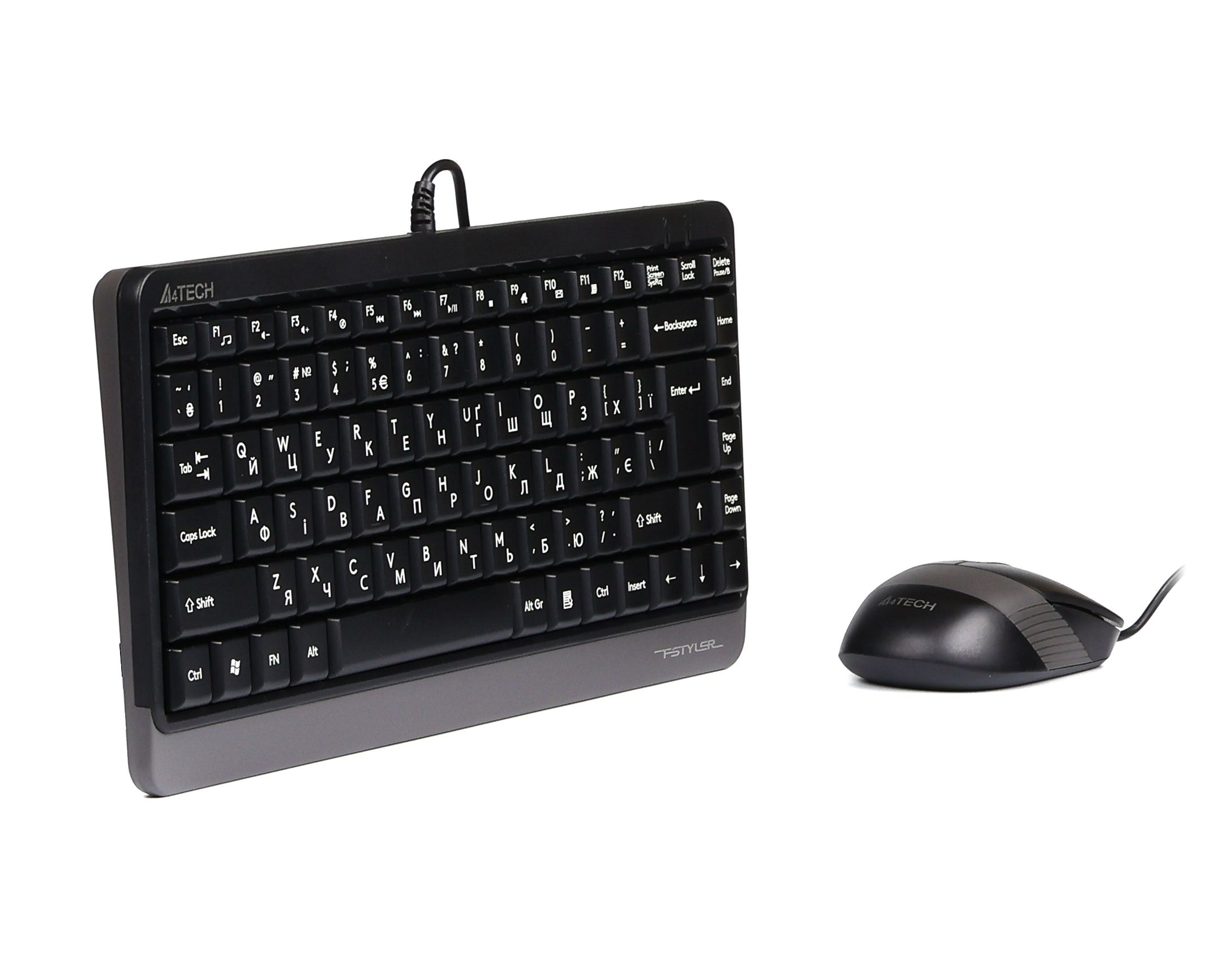 Комплект дротовий Fstyler клавіатура+миша, чорно-сірий, USB A4Tech — фото 3