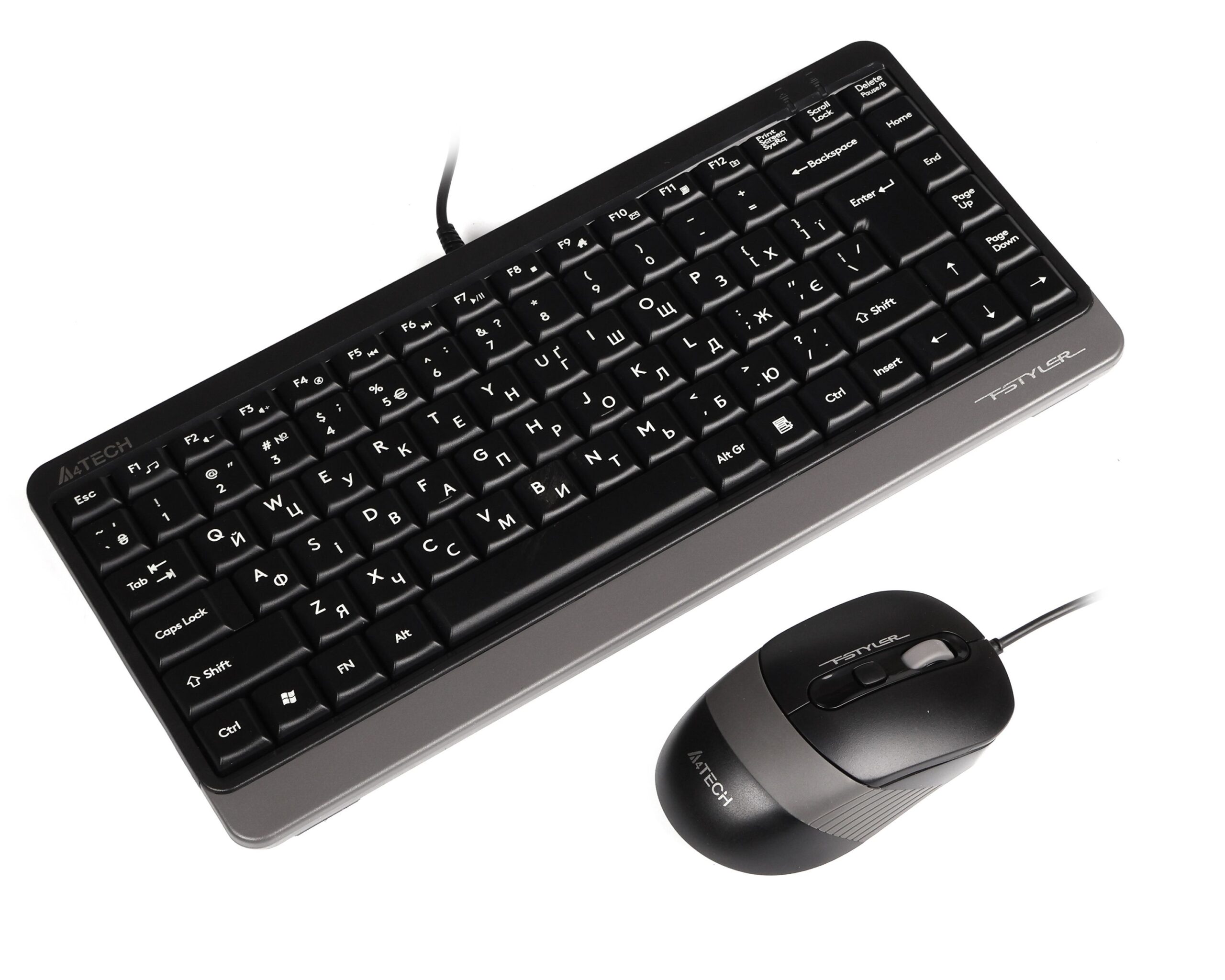 Комплект дротовий Fstyler клавіатура+миша, чорно-сірий, USB A4Tech — фото 4