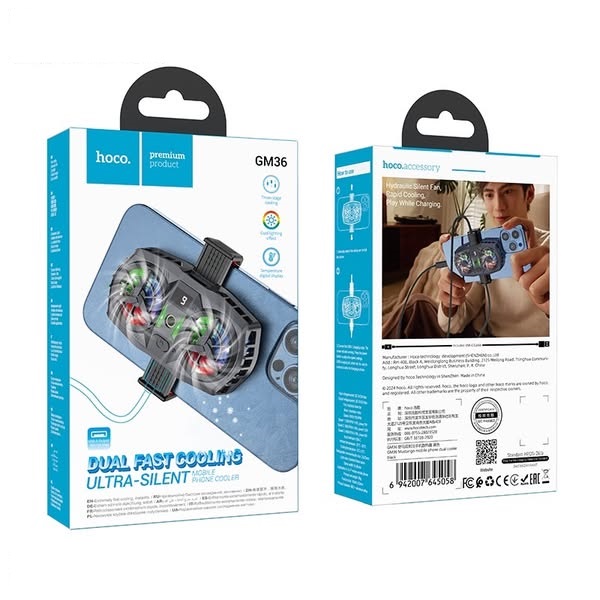 Кулер для мобільного Hoco GM36 Mustango mobile phone dual cooler Black — фото 3