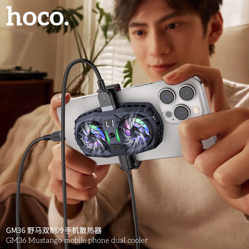 Кулер для мобільного Hoco GM36 Mustango mobile phone dual cooler Black — фото 9