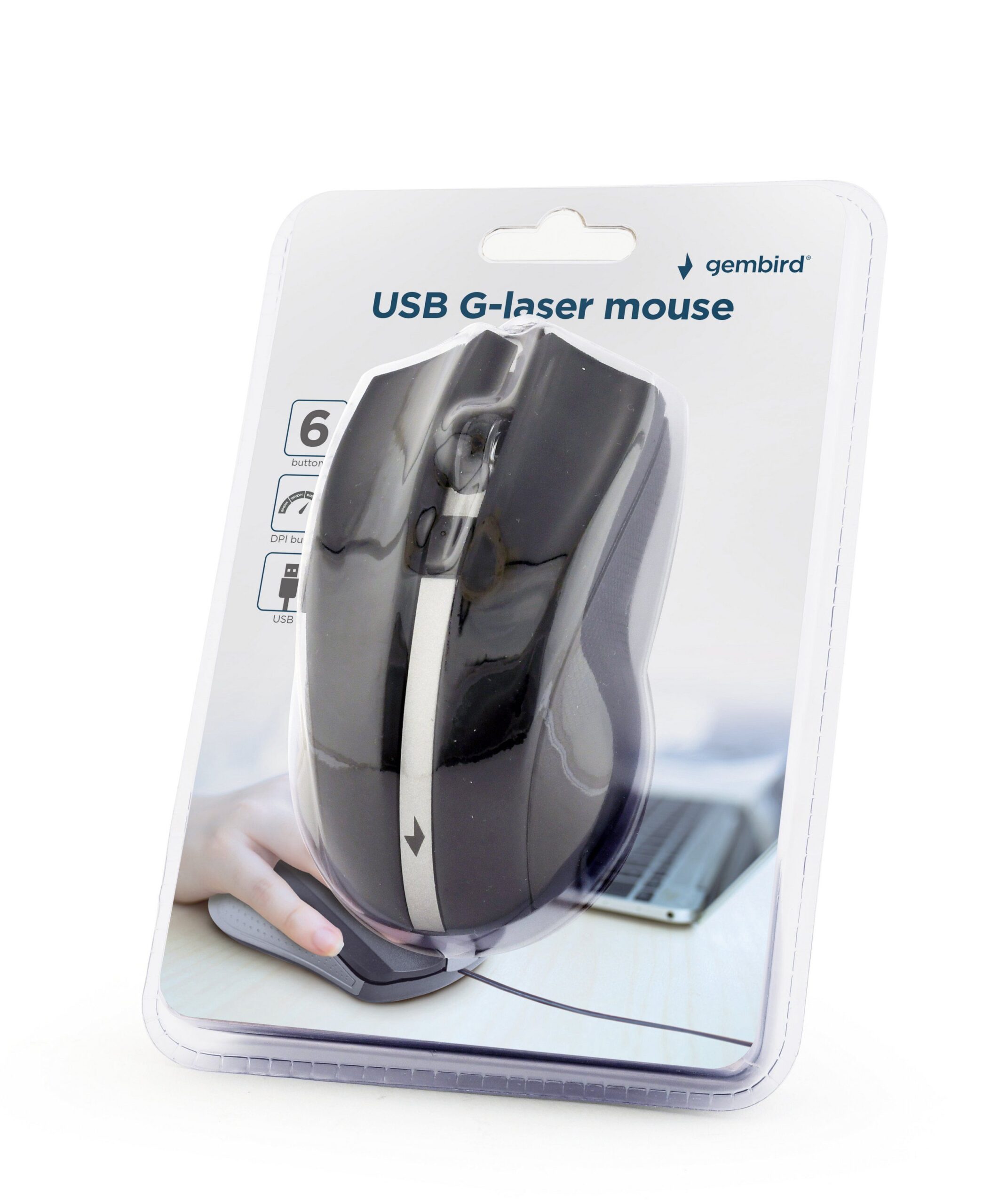 Лазерна миша, USB інтерфейс, 2400 dpi, чорний Gembird MUS-GU-02 — фото 5