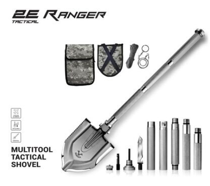 Лопата-мультитул тактична 2E Ranger Steel Gray розбірна, 22в1, з чохлом у комплекті, 103 см макс., 1.6 кг