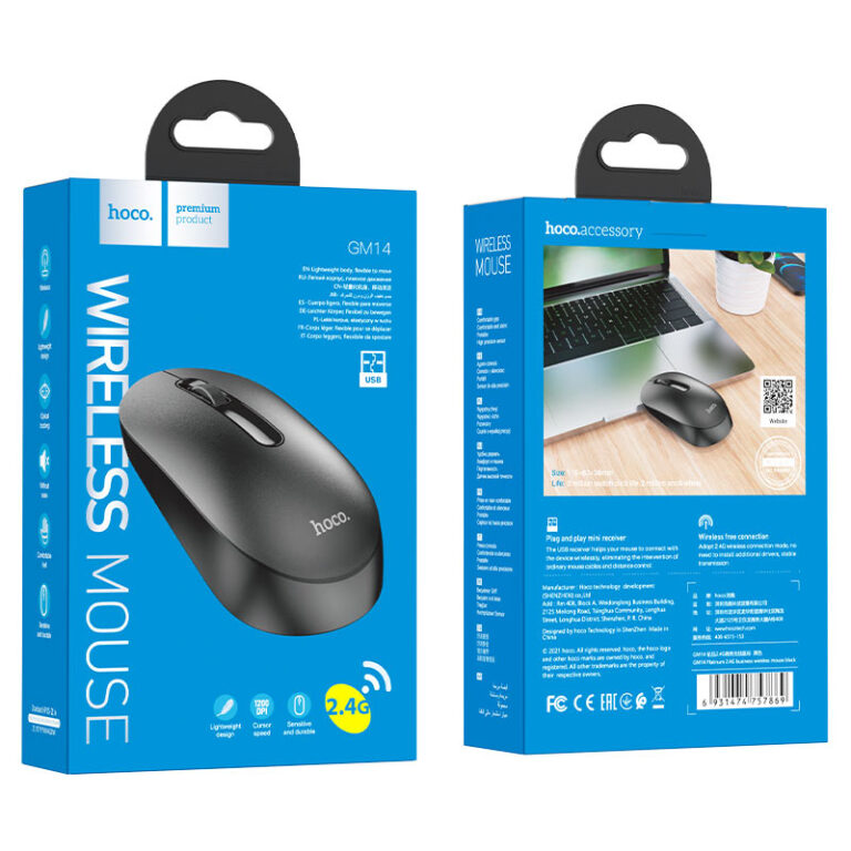 Маніпулятор миша HOCO GM14 Platinum 2.4G business wireless mouse Black — фото 3