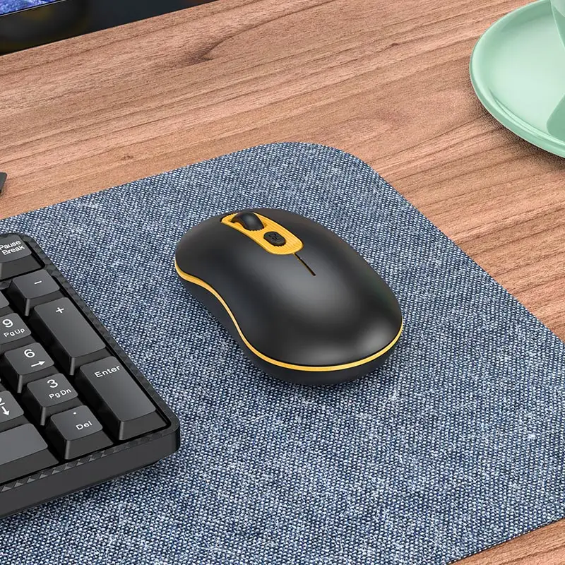 Маніпулятор миша HOCO GM21 Platinum 2.4G business wireless mouse Black Yellow — фото 6