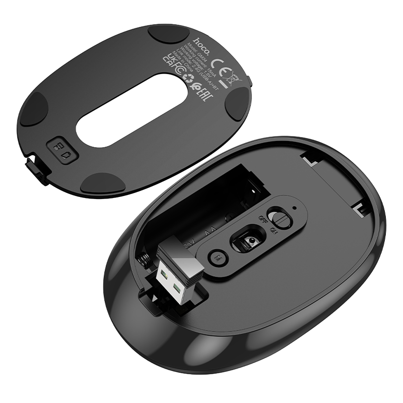 Маніпулятор миша HOCO GM34 Nuevo dual-mode business wireless mouse Black Metal Gray — фото 6
