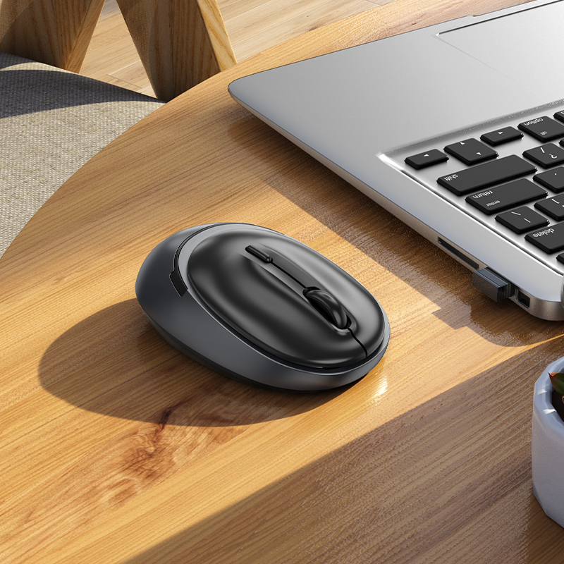 Маніпулятор миша HOCO GM34 Nuevo dual-mode business wireless mouse Black Metal Gray — фото 7