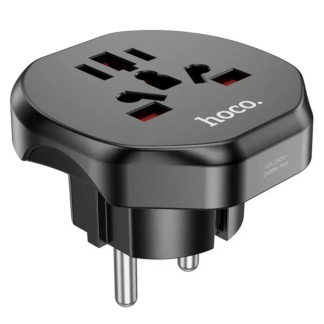 Мережевий адаптер HOCO AC6 Unimpeded universal conversion plug Black