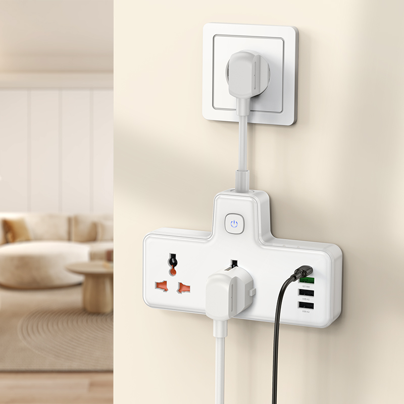 Мережевий фільтр HOCO AC12A Reise 2-position expansion socket(PD30W/1C3A) (8.5 cm) White — фото 7