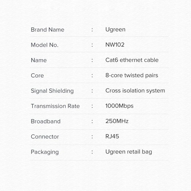 Мережевий кабель Ugreen NW102 Cat 6 для швидкісного інтернету — фото 9