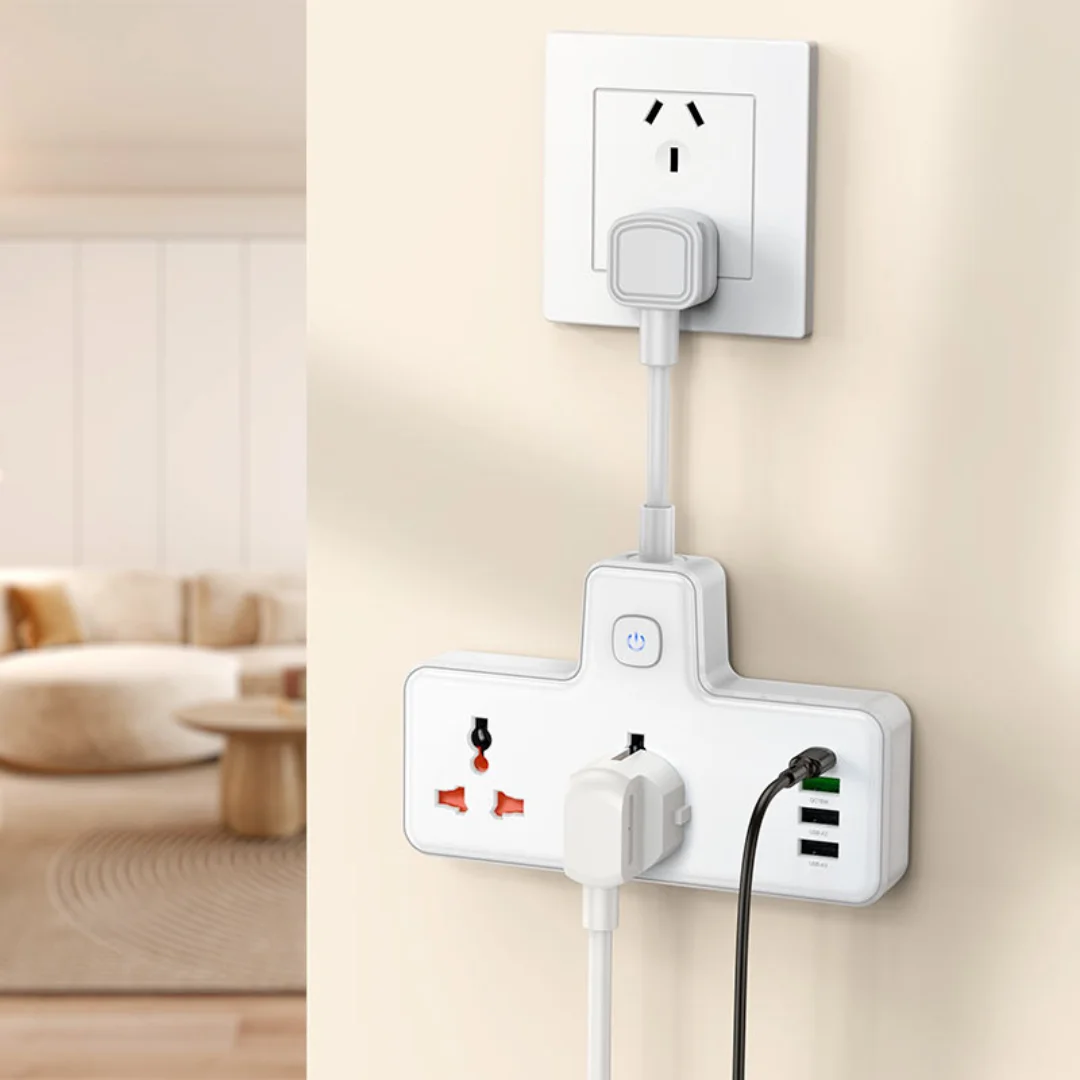 Мережевий подовжувач HOCO AC12 Reise 2-position expansion socket(PD30W/1C3A) (US) White — фото 5