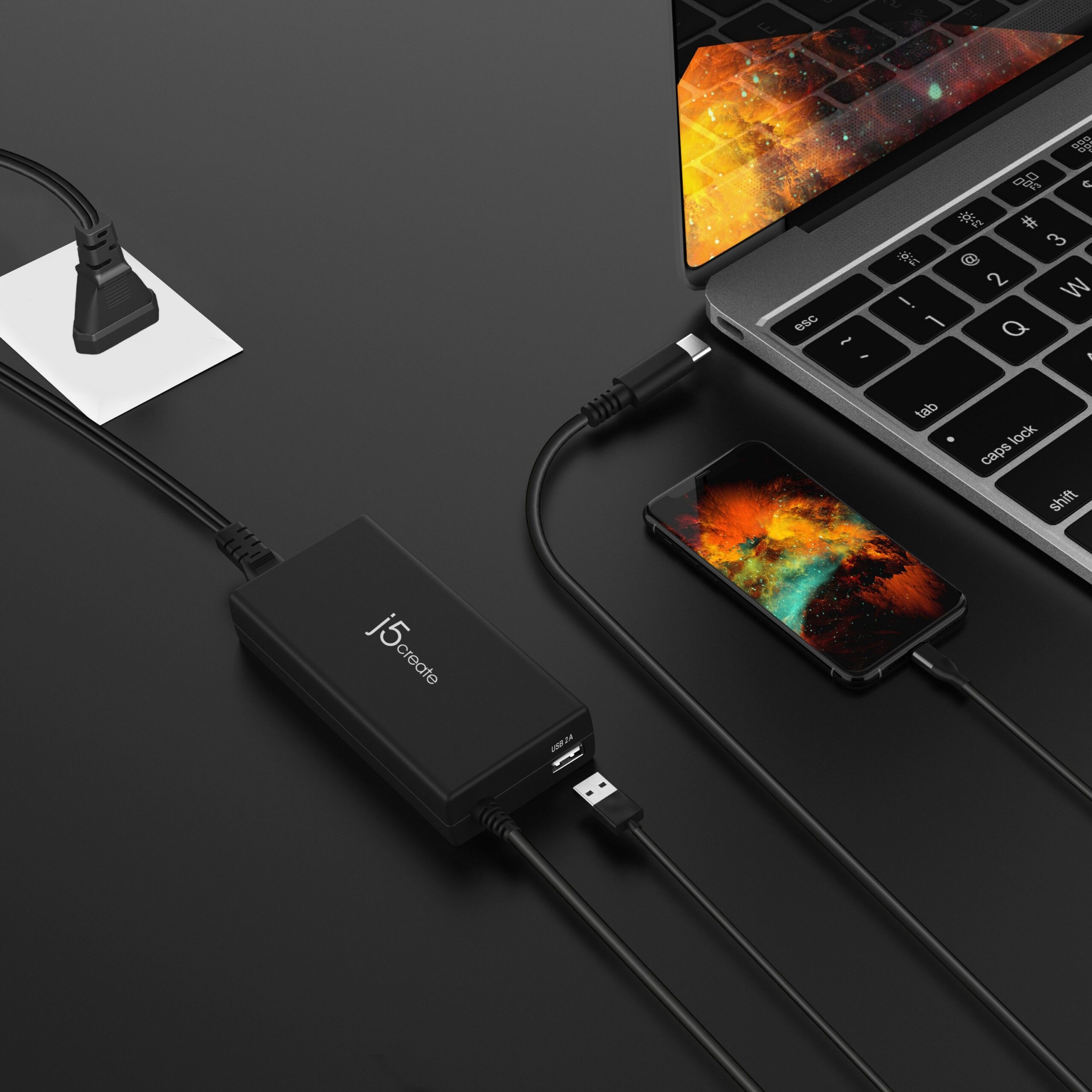 Мережевий зарядний пристрій, 1 USB-A / 1 USB-C, 100 Вт,/PD J5create — фото 5