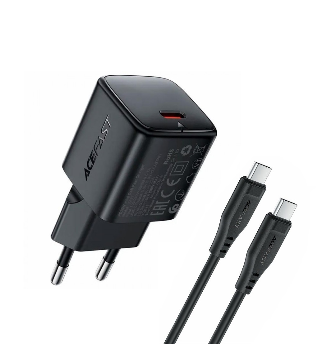Мережевий зарядний пристрій ACEFAST A117 PD20W mini GaN
