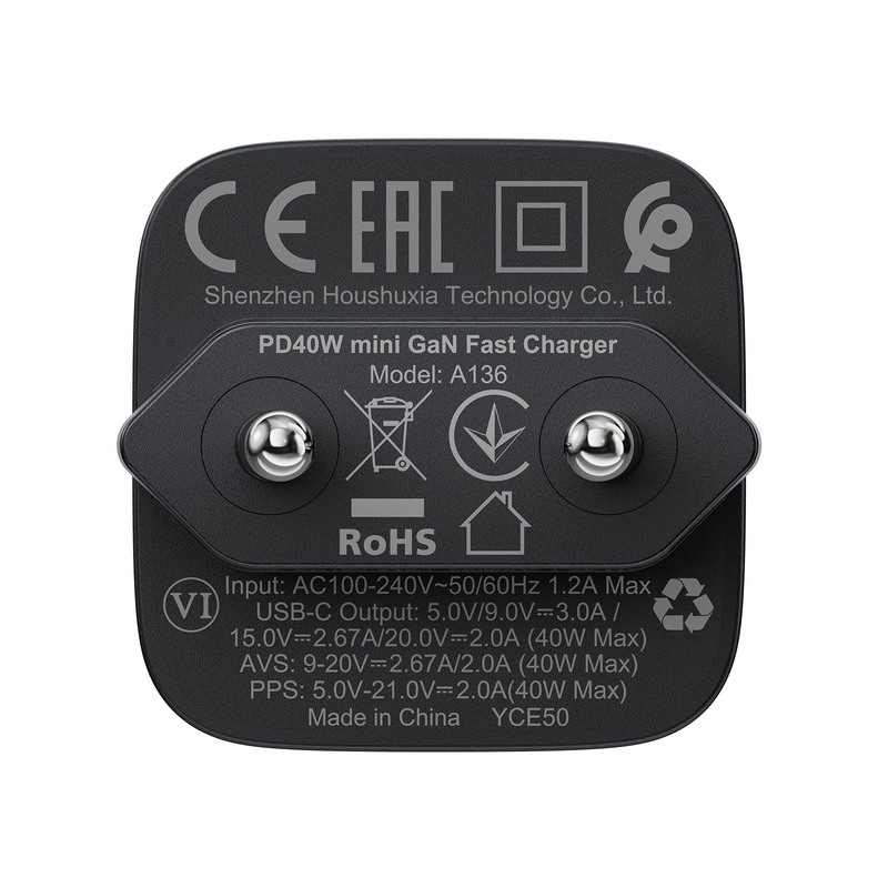 Мережевий зарядний пристрій ACEFAST A136 PD40W mini GaN USB-C — фото 7