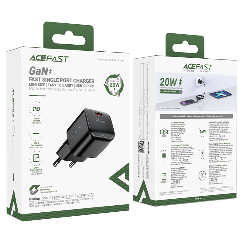 Мережевий зарядний пристрій ACEFAST A73 mini PD20W USB-C — фото 3