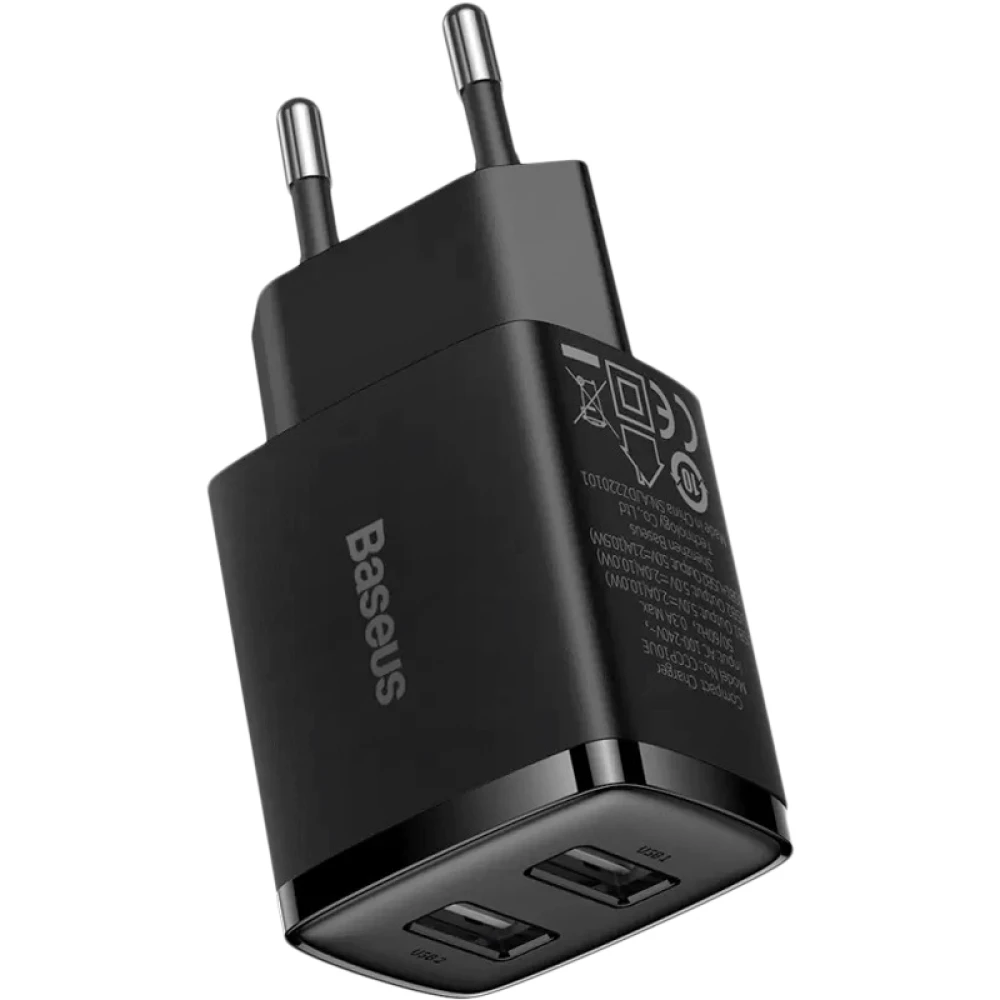 Мережевий зарядний пристрій Baseus Compact Charger 2U 10.5W EU Black — фото 4