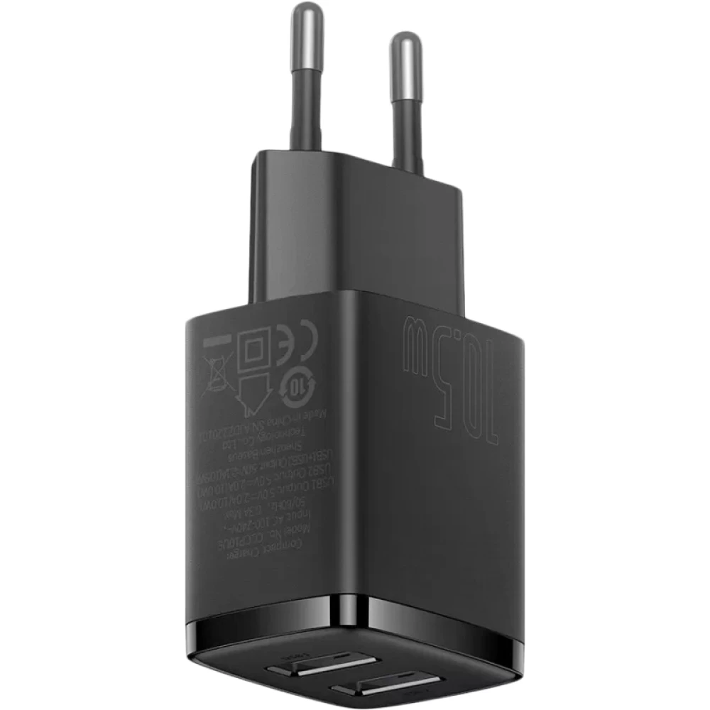 Мережевий зарядний пристрій Baseus Compact Charger 2U 10.5W EU Black — фото 6